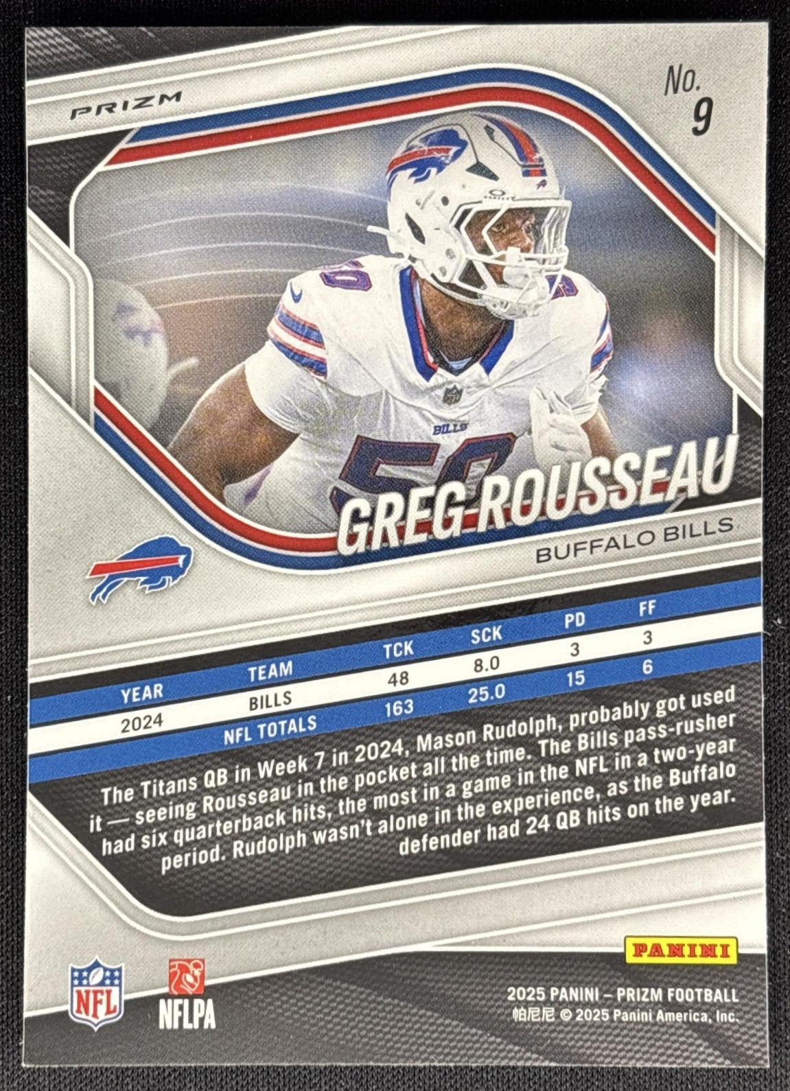 Greg Rousseau 2025 Panini Prizm Silver Bills