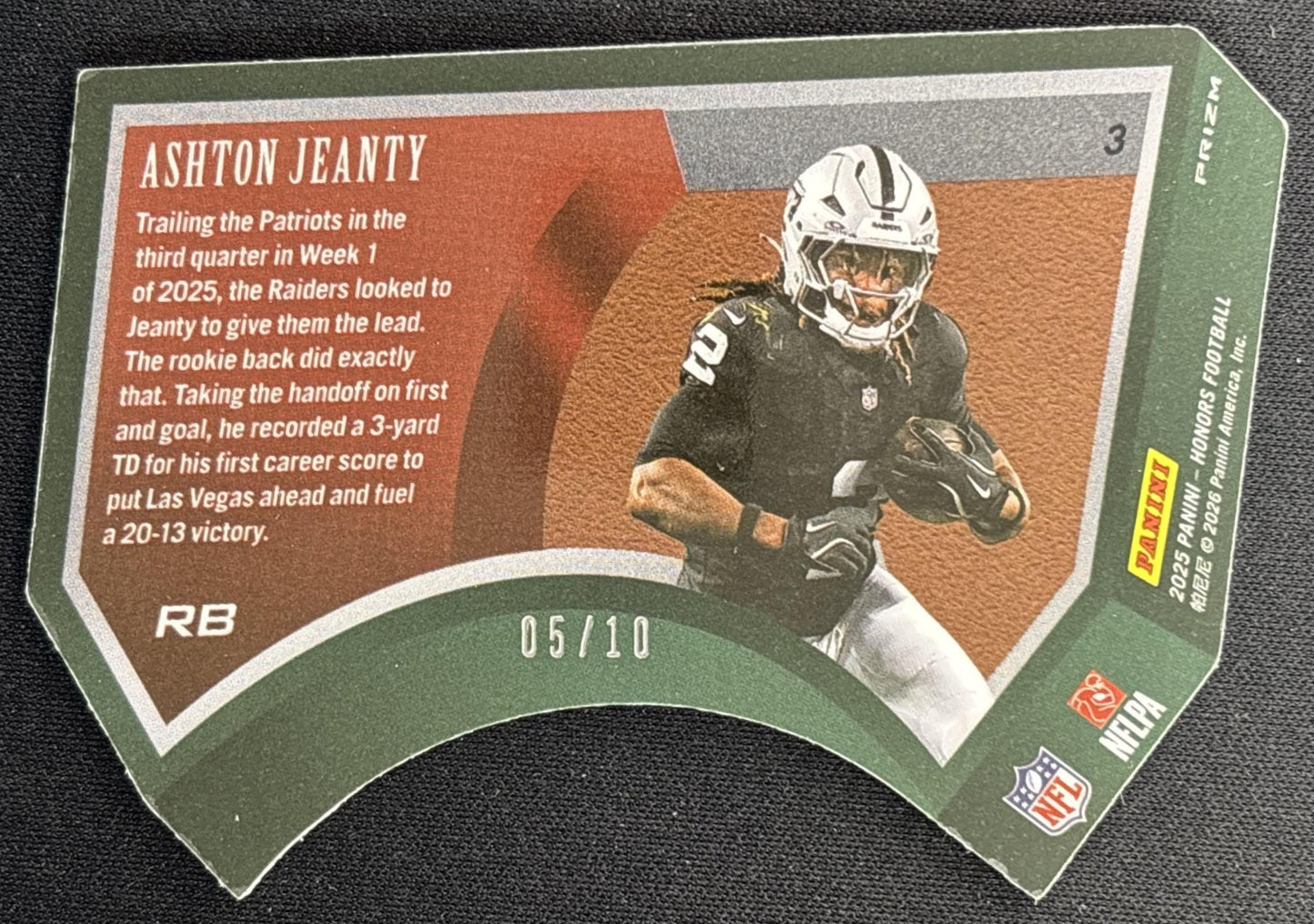 Ashton Jeanty 2025 Panini Honors Playoff SSD Gold /10 Raiders Sports Trading Cards