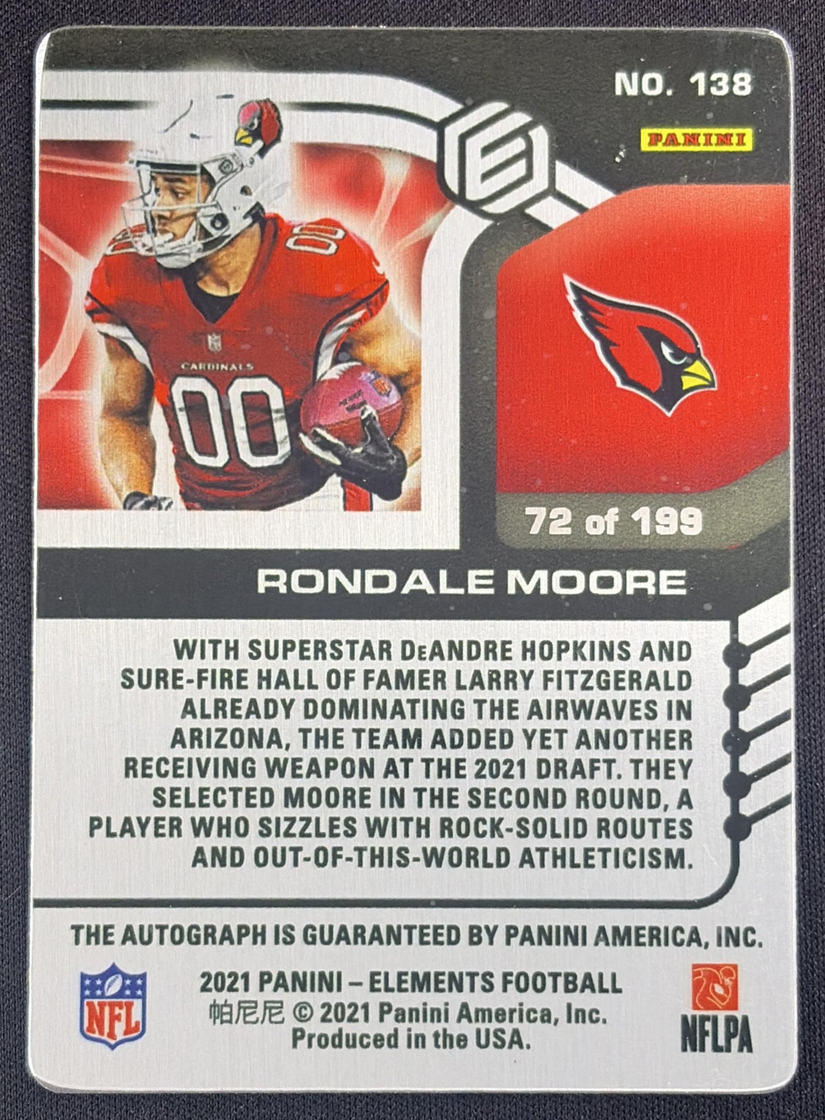 Rondale Moore 2021 Panini Elements -/199 Cardinals