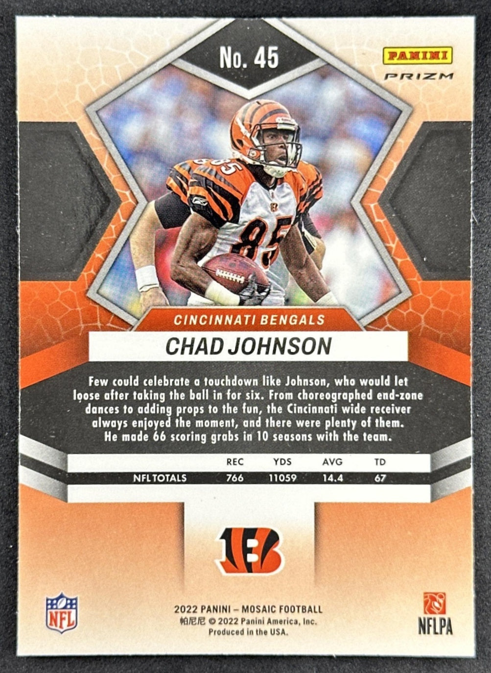 Chad Johnson 2022 Panini Mosaic Camo Pink Bengals Sports Trading Cards