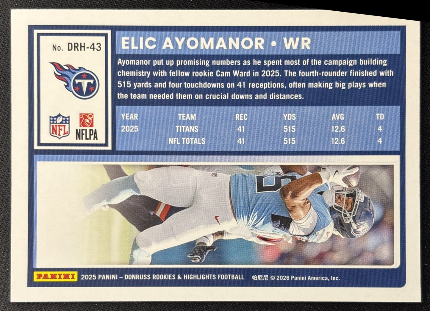 Elic Ayomanor 2025 Panini Donruss Rookies & Highlights Titans Sports Trading Cards