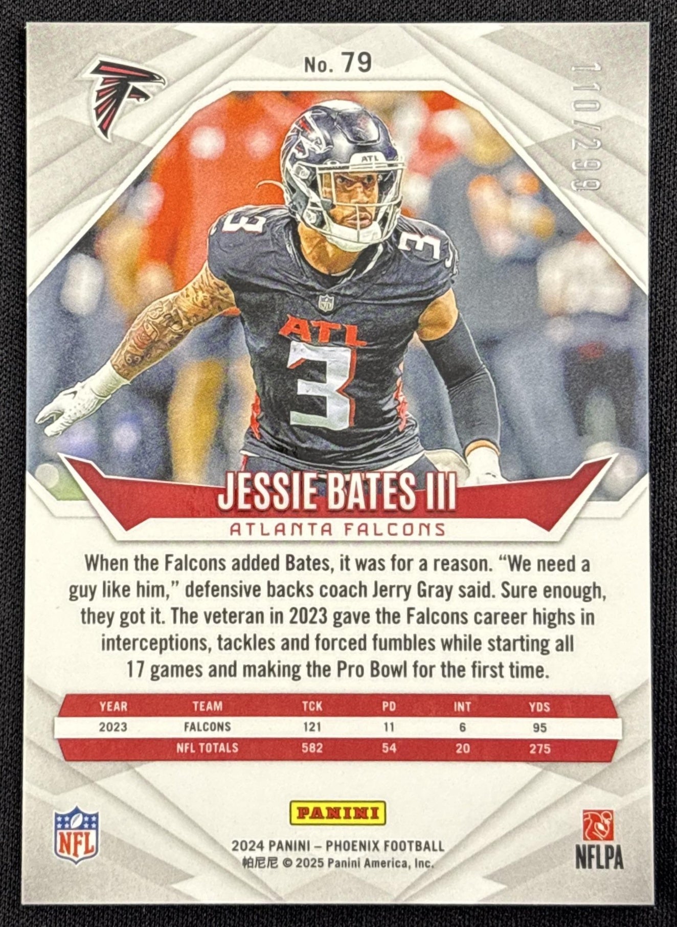 Jessie Bates III 2024 Panini Phoenix Red Fade /299 Falcons