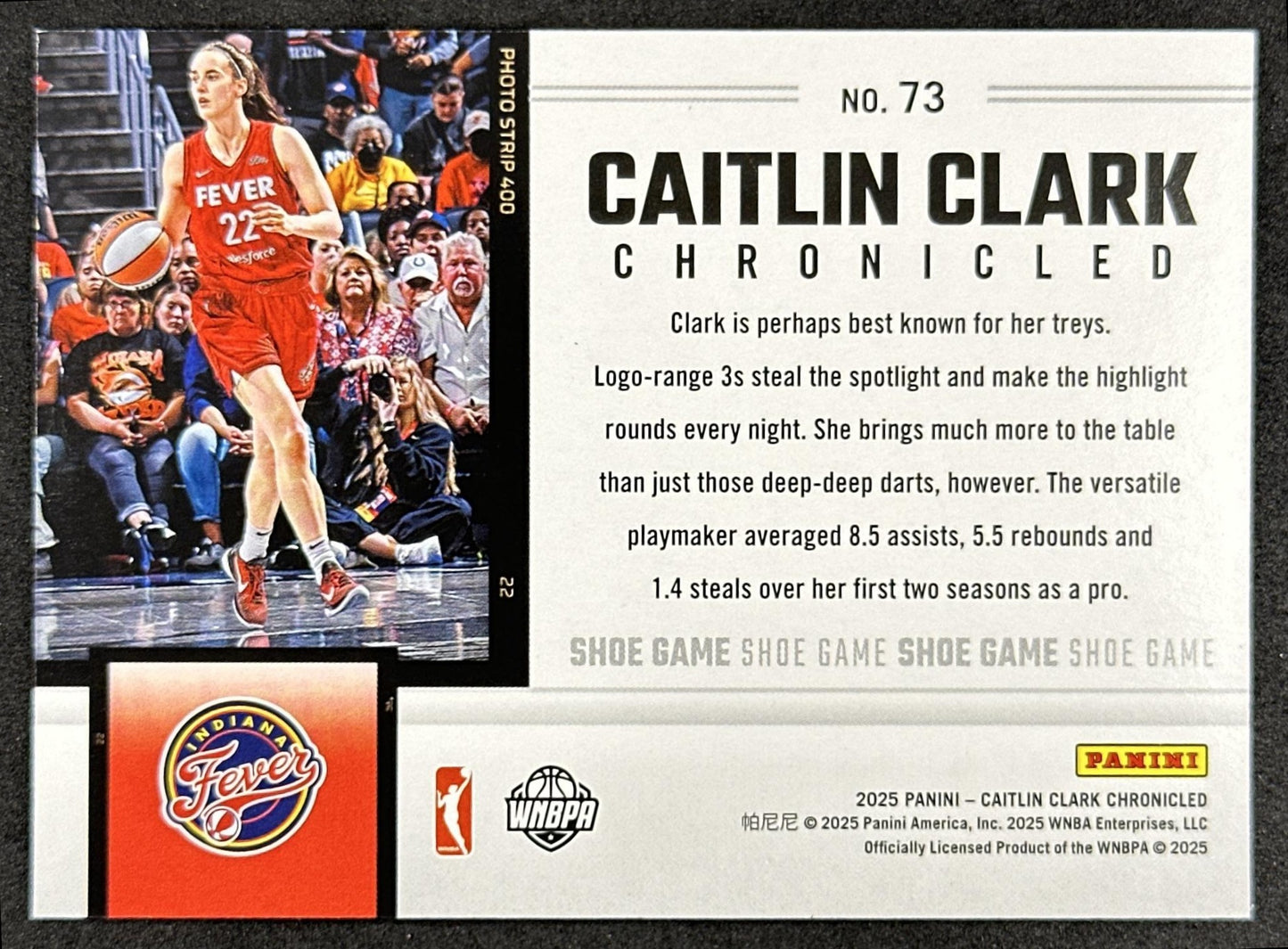 Caitlin Clark 2025 Panini Chronicled Shoe Game Red Cracked Ice Fever 73 Indiana Fever
