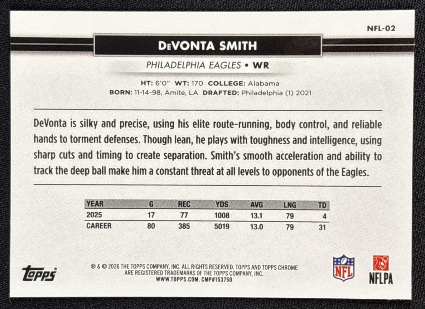 DeVonta Smith 2026 Topps NSCC Collection NFL Eagles Sports Trading Cards