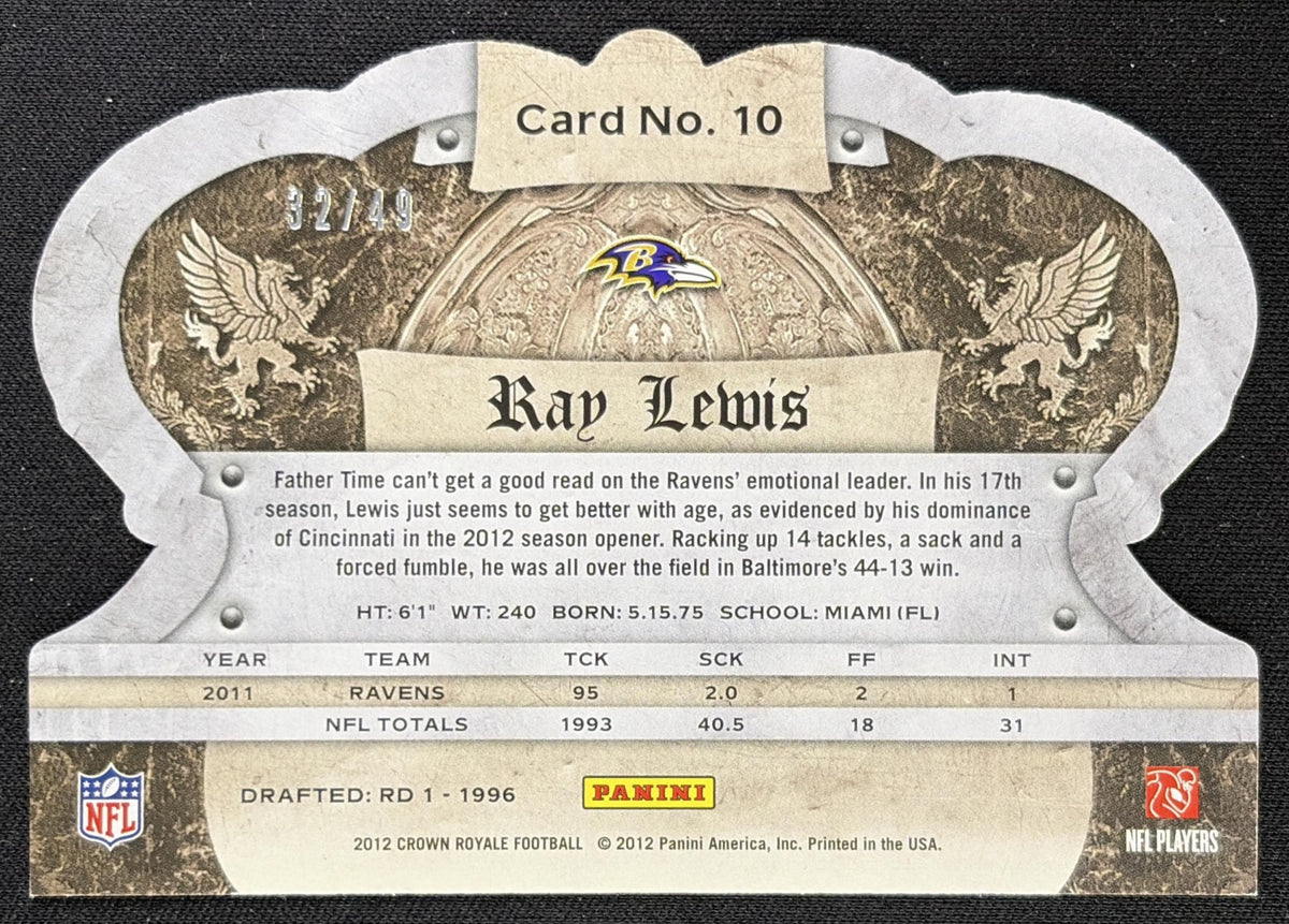 Ray Lewis 2012 Panini Crown Royale Green /49 Ravens