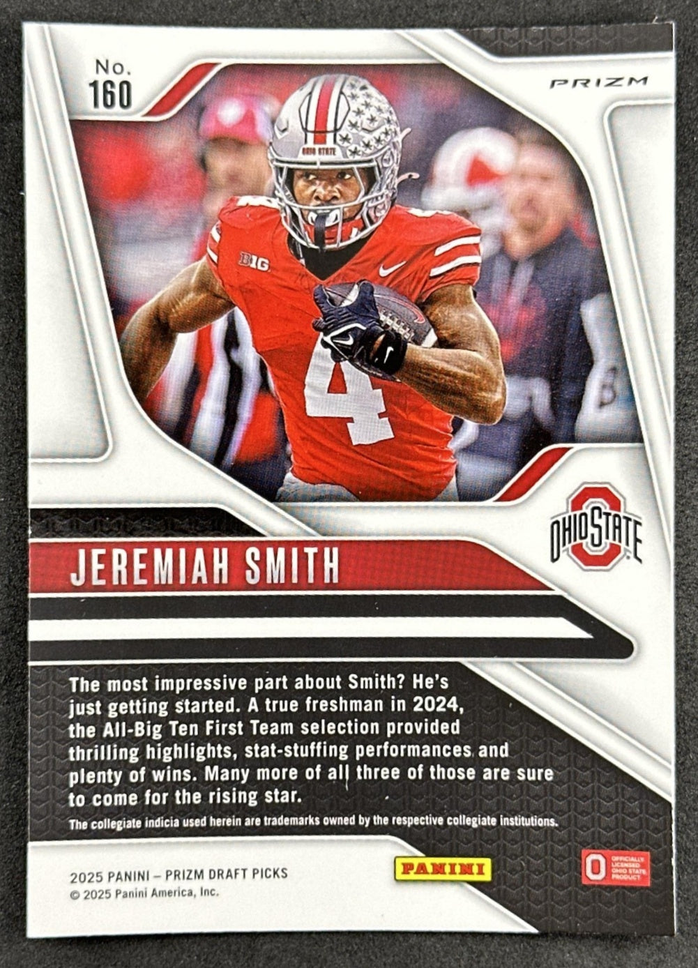 Jeremiah Smith 2025 Panini Prizm Draft Picks Red Ice Buckeyes