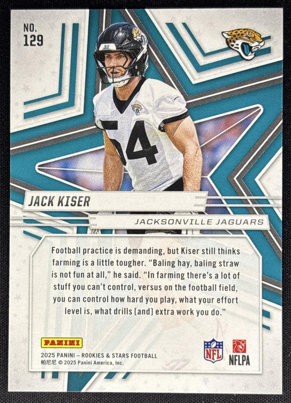 Jack Kiser 2025 Panini Rookies & Stars Purple /999 Jaguars back