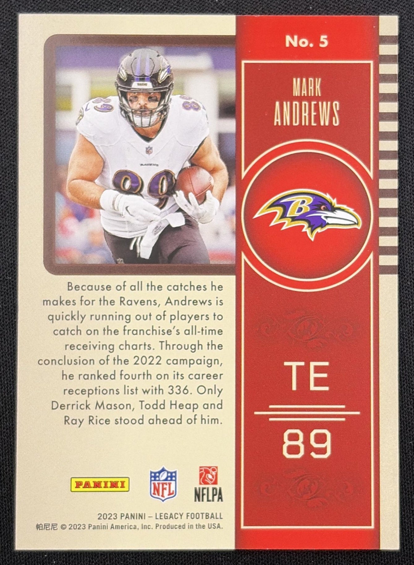 Mark Andrews 2023 Panini Legacy Red /299 Ravens