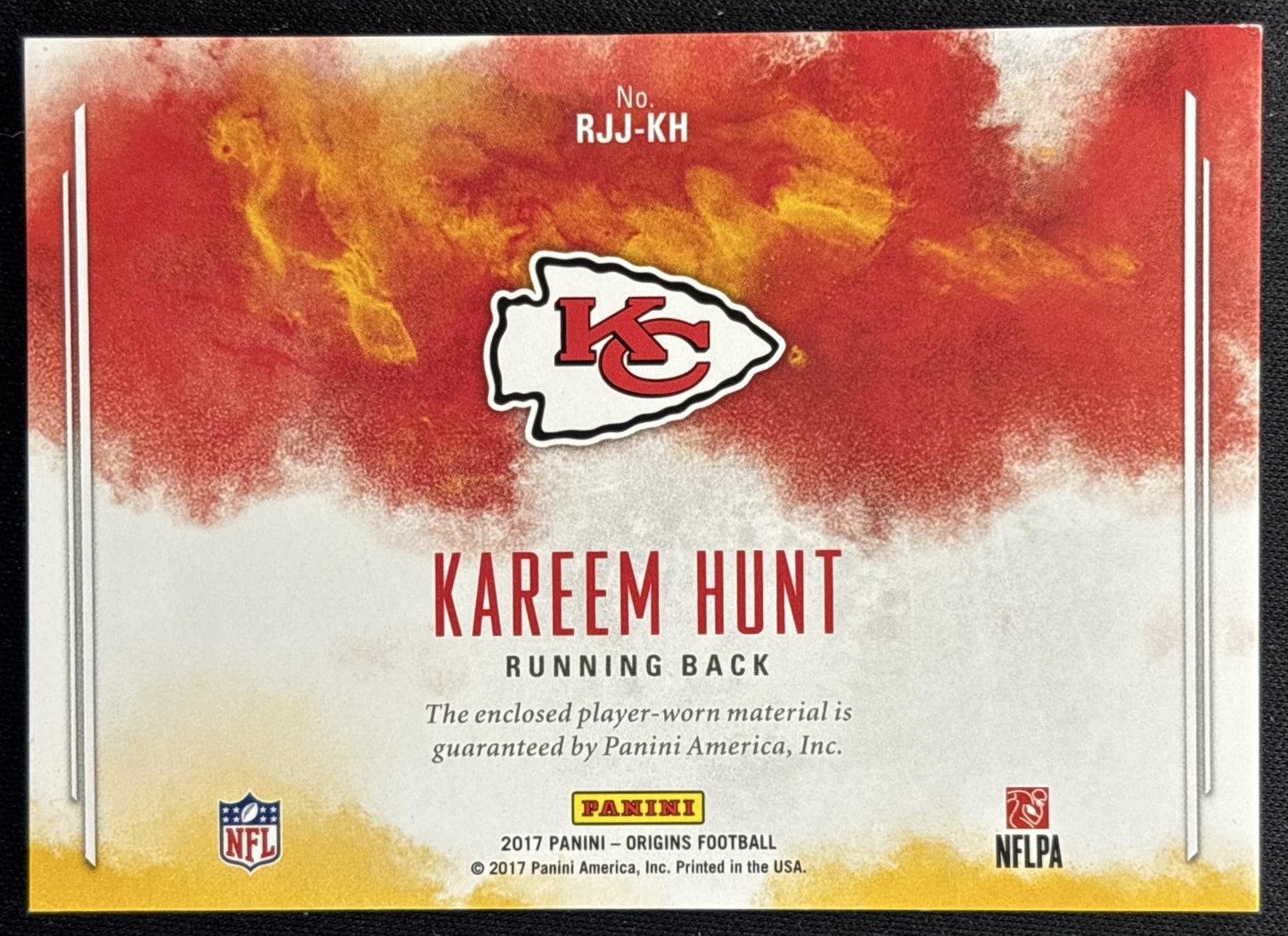 Kareem Hunt 2017 Panini Origins Rookie Jumbo Jerseys Orange /75 Chiefs Sports Trading Cards