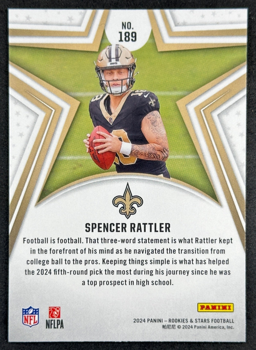 Spencer Rattler 2024 Panini Rookies & Stars Saints Sports Trading Cards
