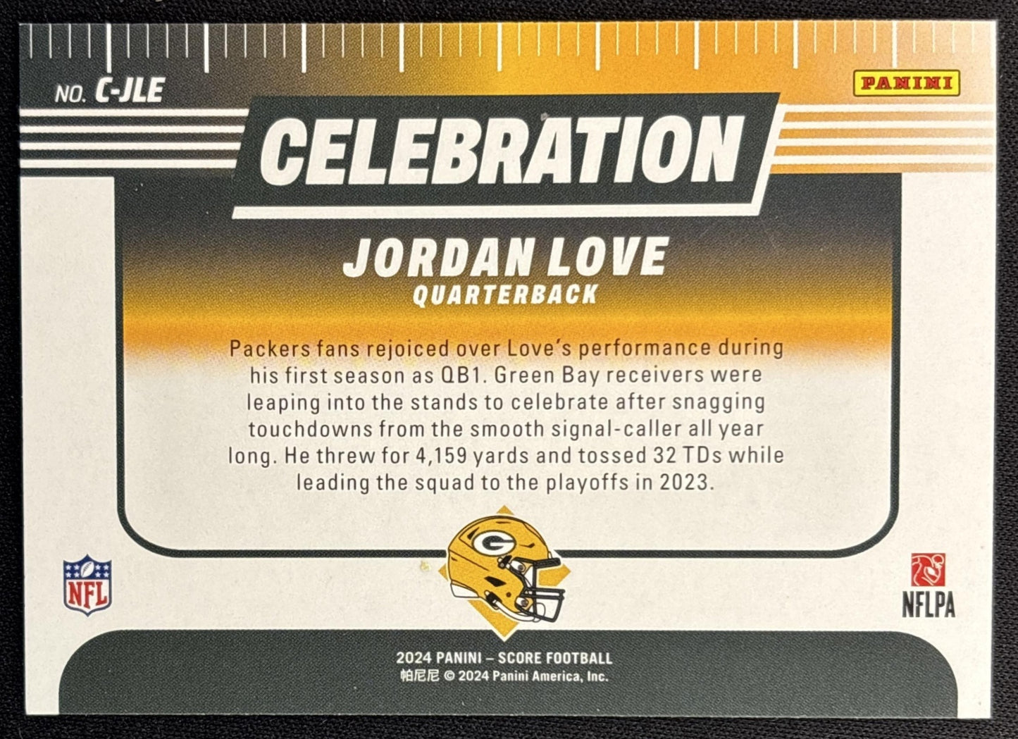 Jordan Love 2024 Panini Score Celebration Sports Trading Cards