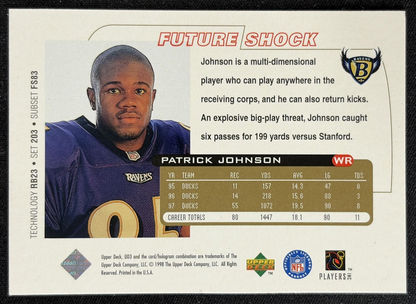 Patrick Johnson 1998 Future Shock Ravens back