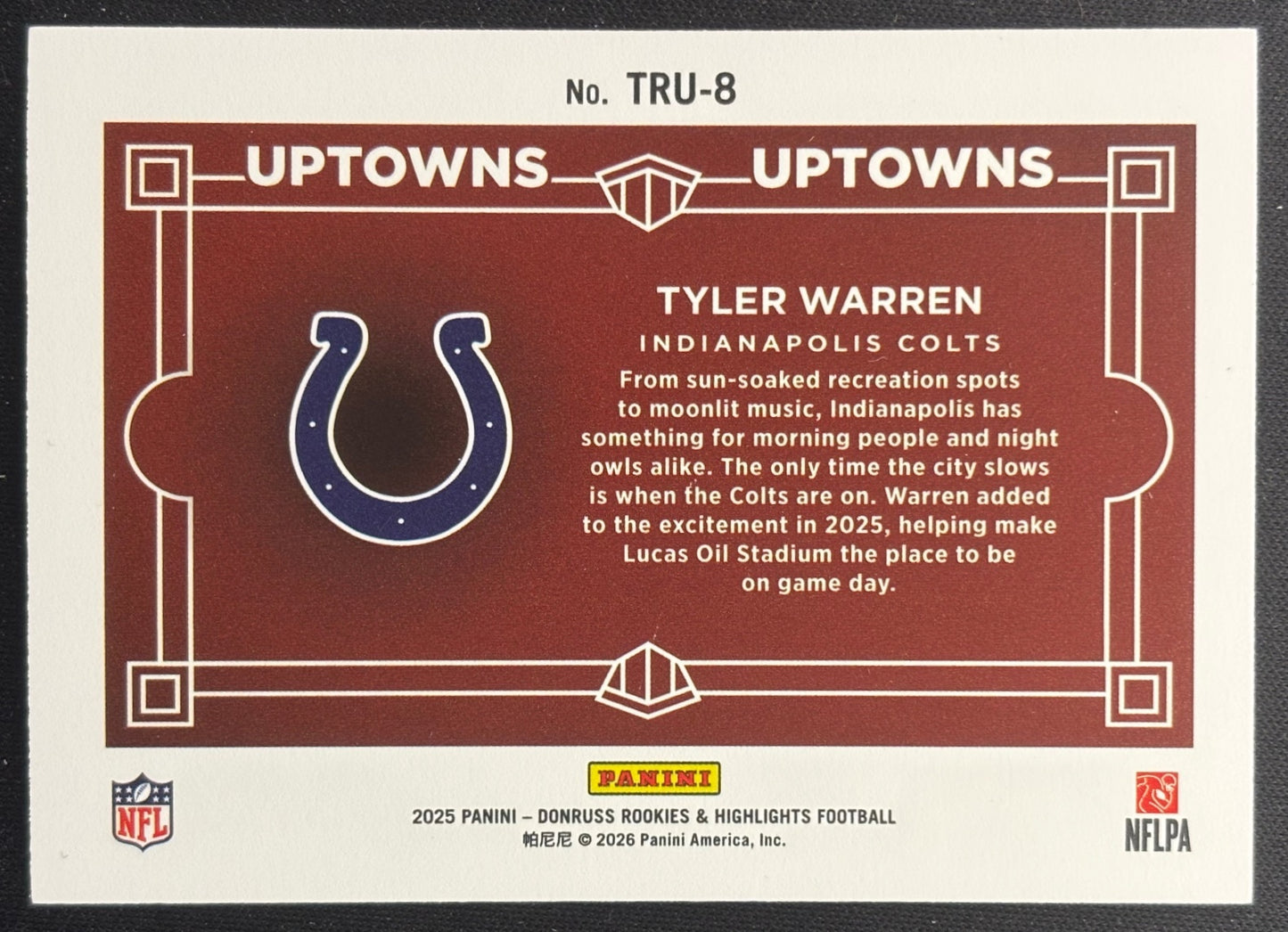 Tyler Warren 2025 Donruss Rookies & Highlights Uptown Horizontal Green Colts Sports Trading Cards
