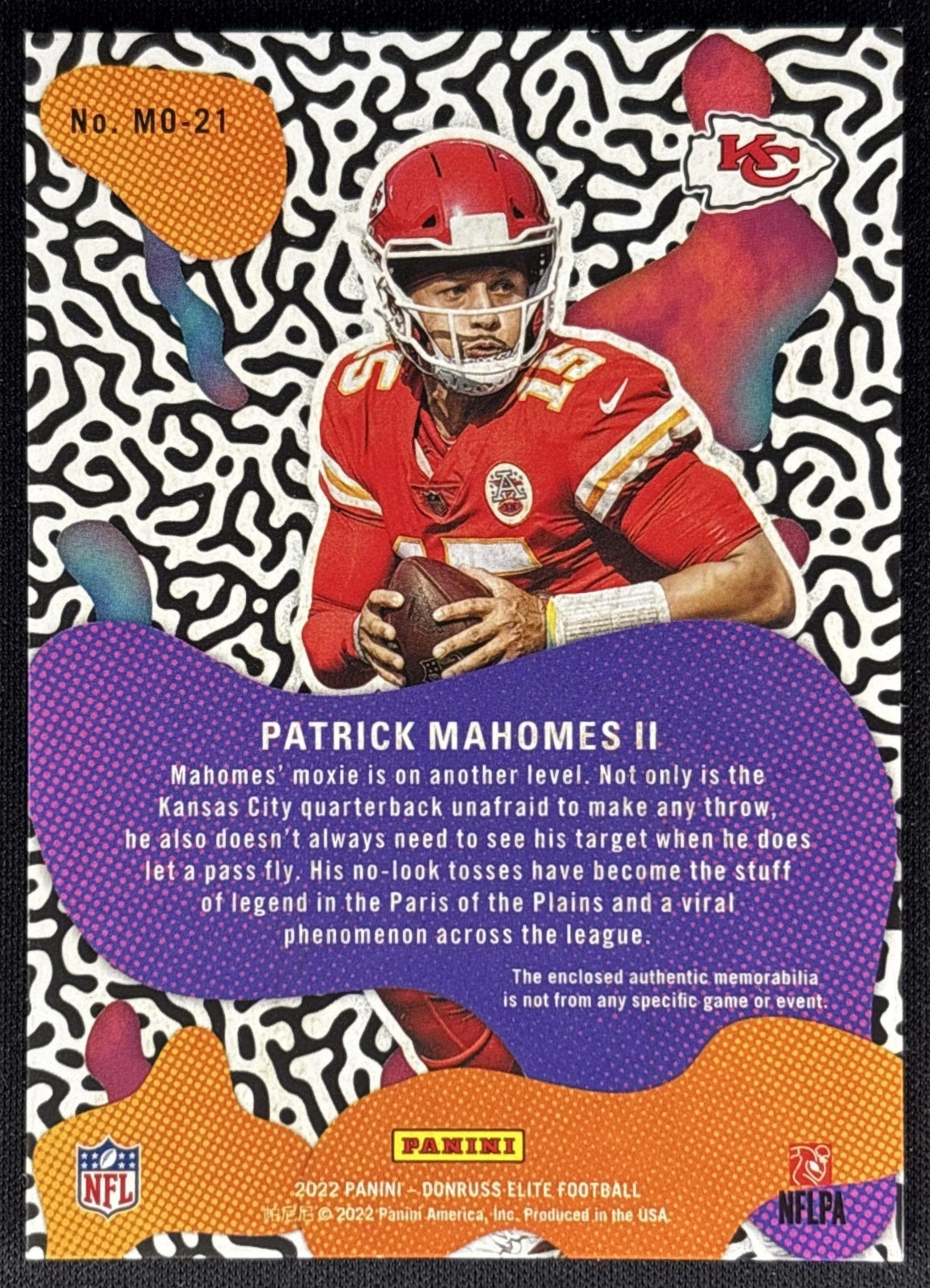 Patrick Mahomes II 2022 Panini Donruss Elite Moxie Chiefs Sports Trading Cards