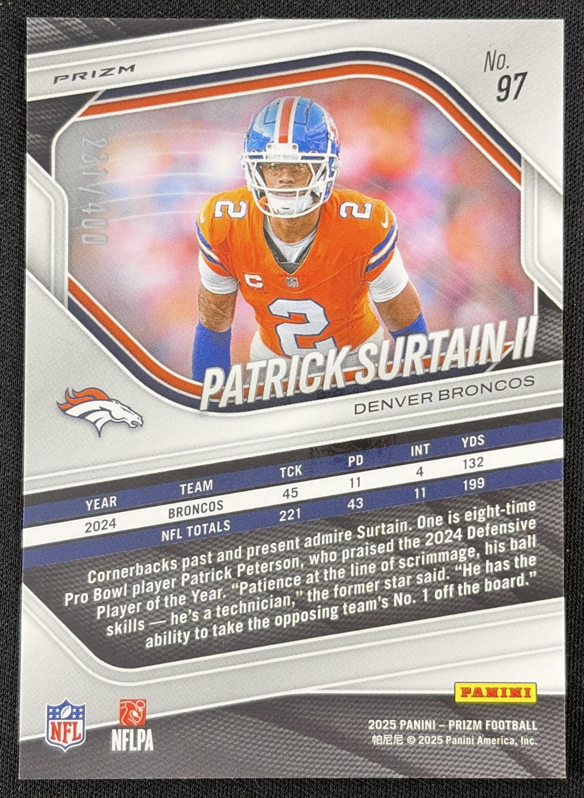 Patrick Surtain II 2025 Panini Prizm Pandora /400 Broncos