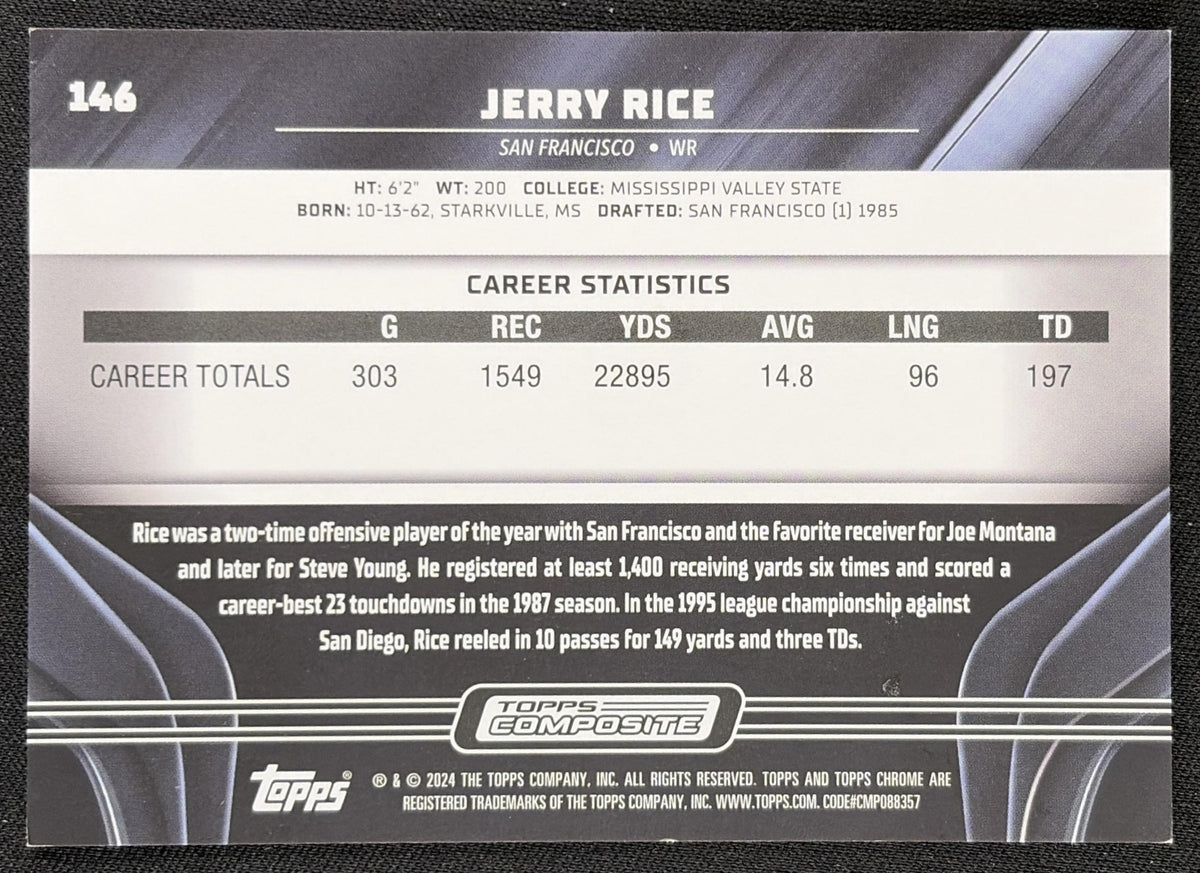 Jerry Rice 2023 Topps Composite Chrome Black Gold Refractor /50 49ers