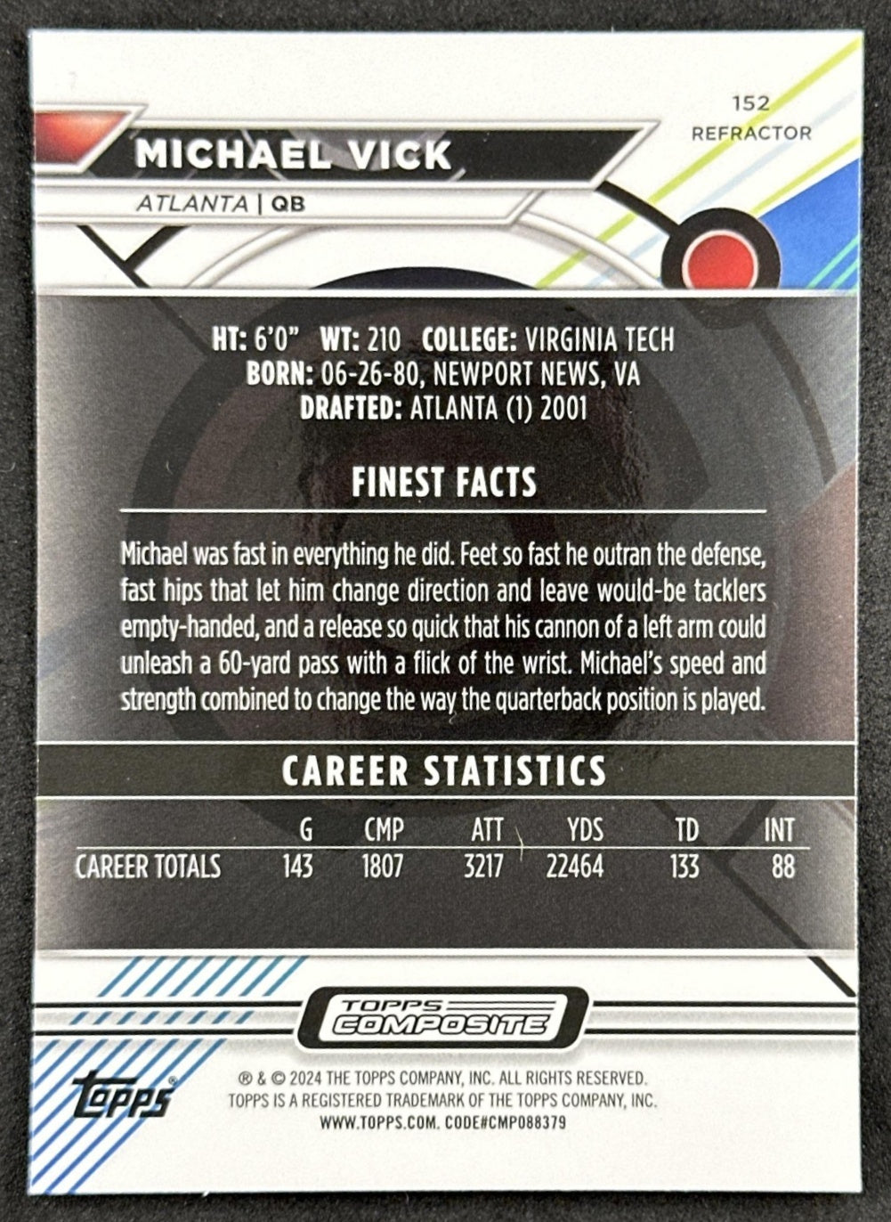 Michael Vick 2023 Topps Composite Finest Refractor Falcons back sports trading card