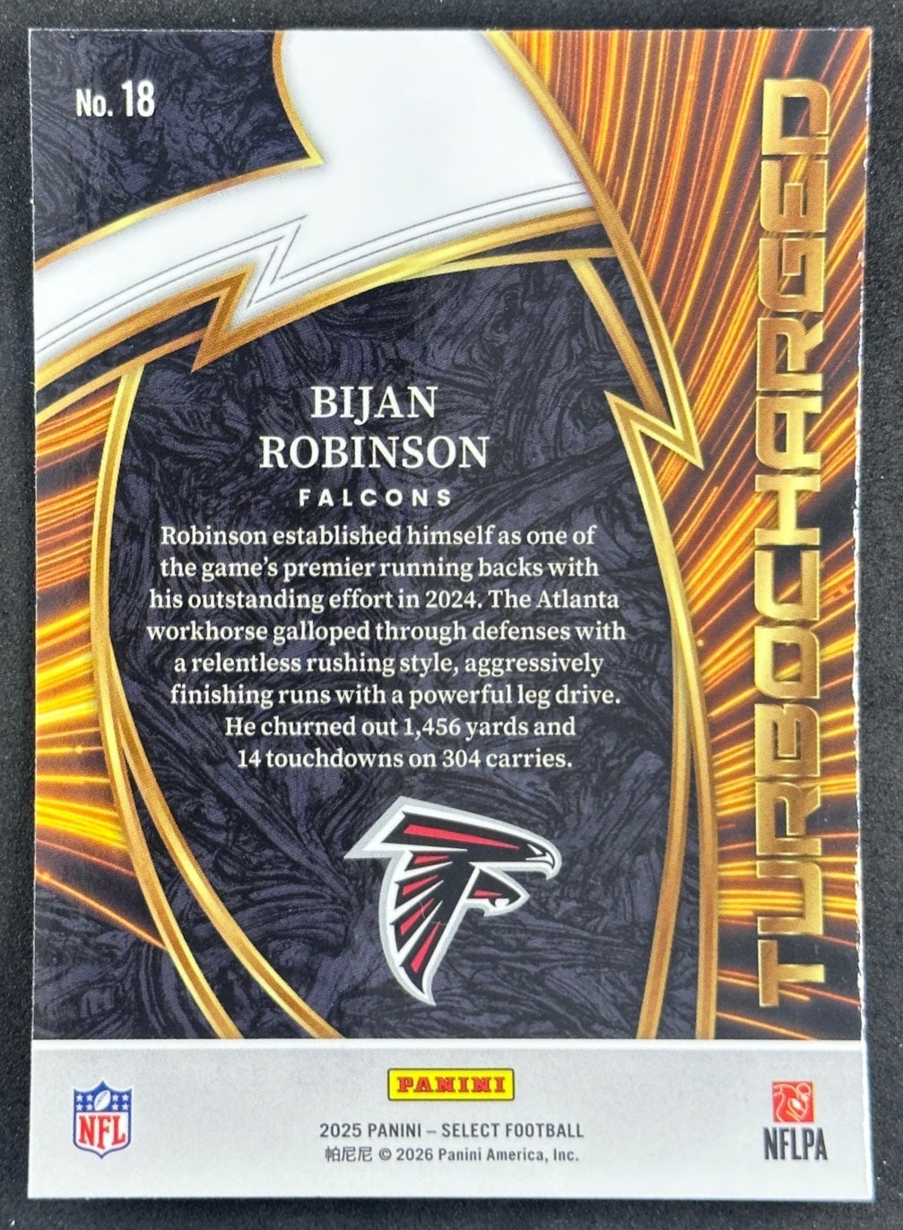 Bijan Robinson Select Turbocharged Atlanta Falcons Sports Trading Cards