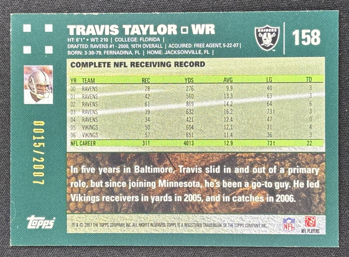 Travis Taylor 2007 Topps Copper /2007 Raiders