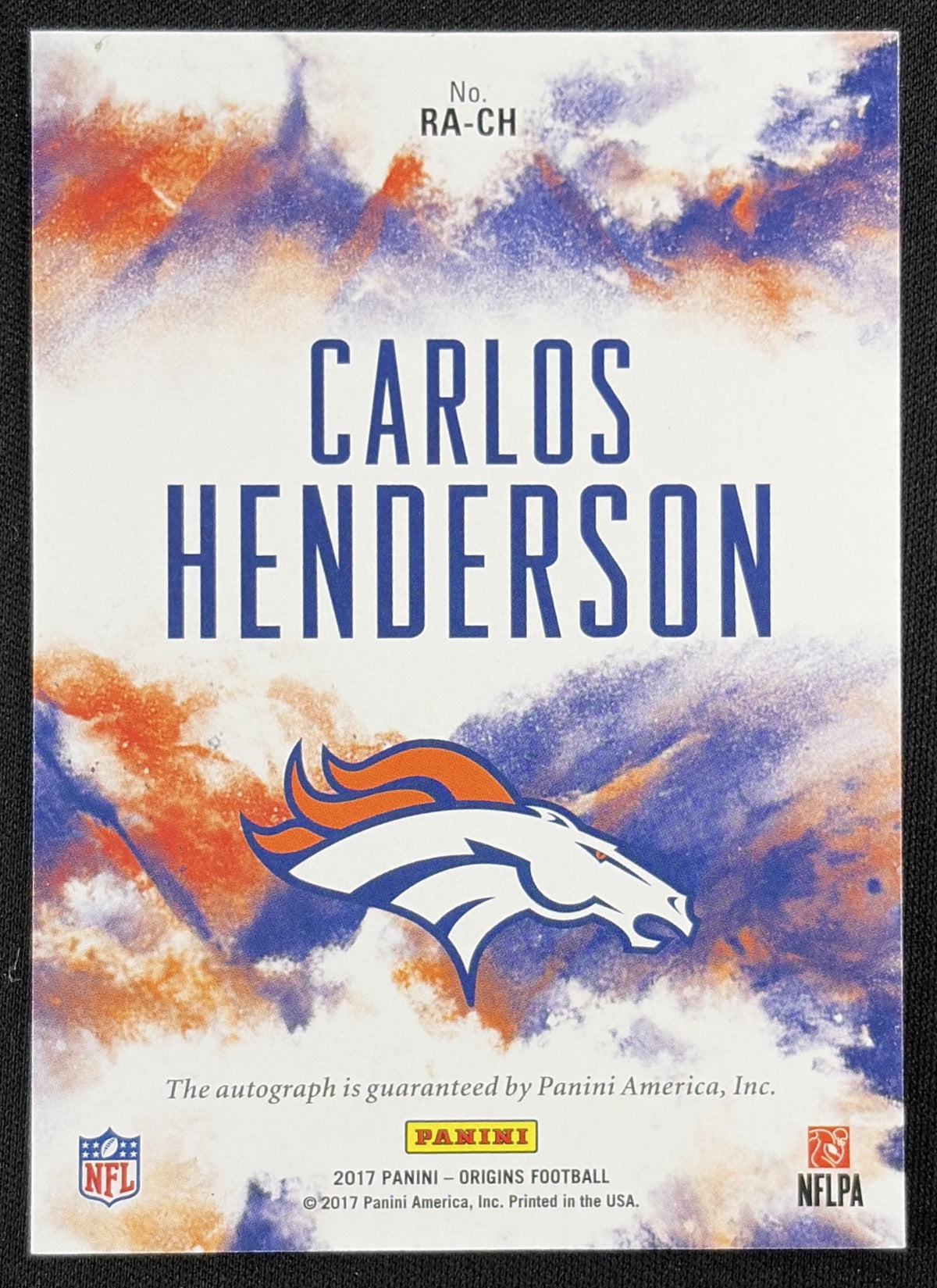 Carlos Henderson 2017 Panini Origins Rookie Auto Gold /10 Broncos