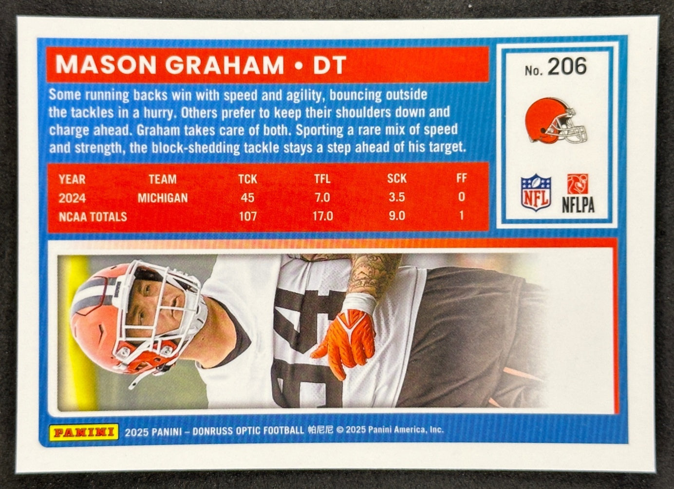Mason Graham 2025 Donruss Optic Rated Rookie Browns Sports Trading Card
