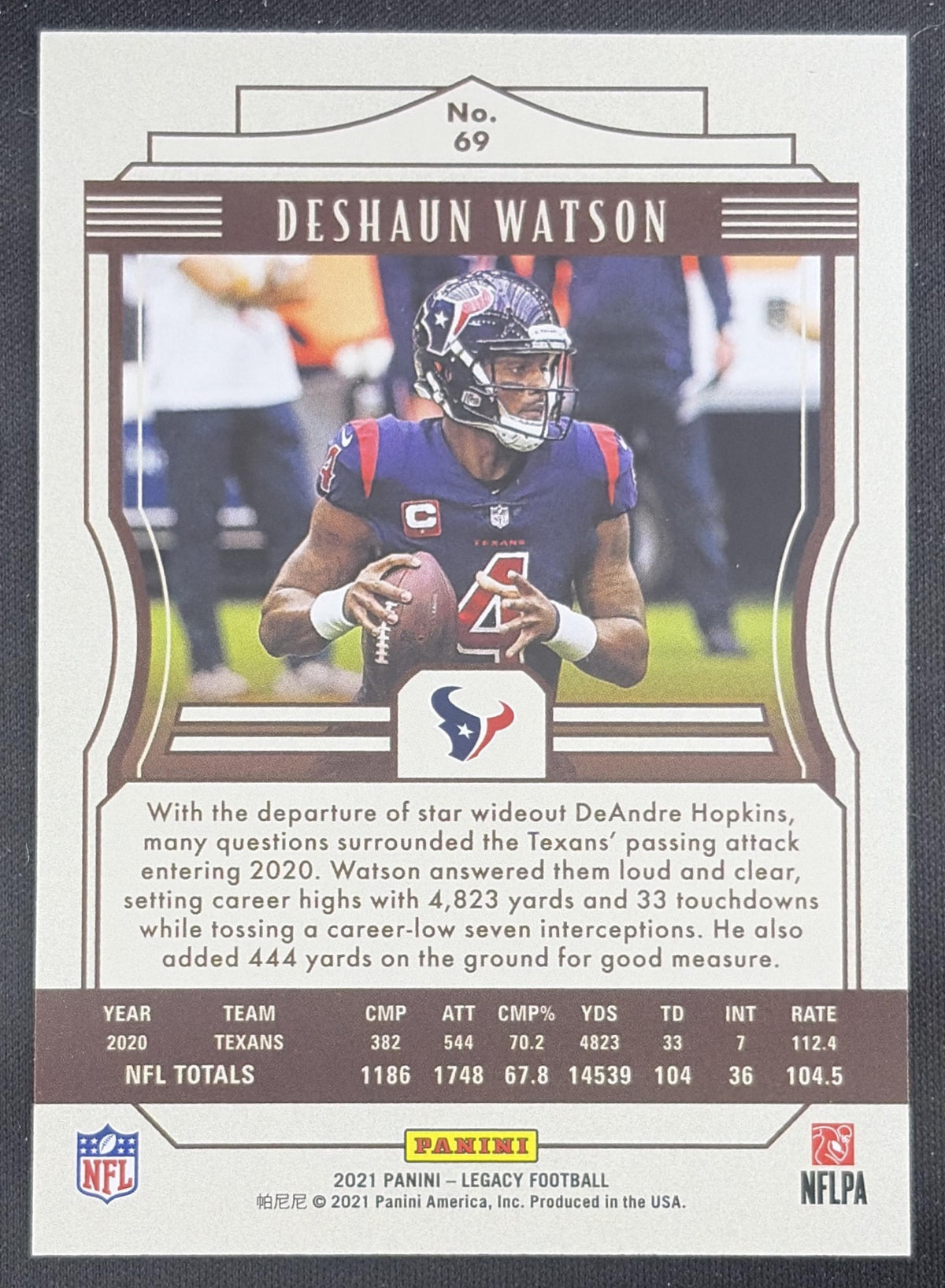 Deshaun Watson 2021 Panini Legacy Red /299 Texans Sports Trading Card