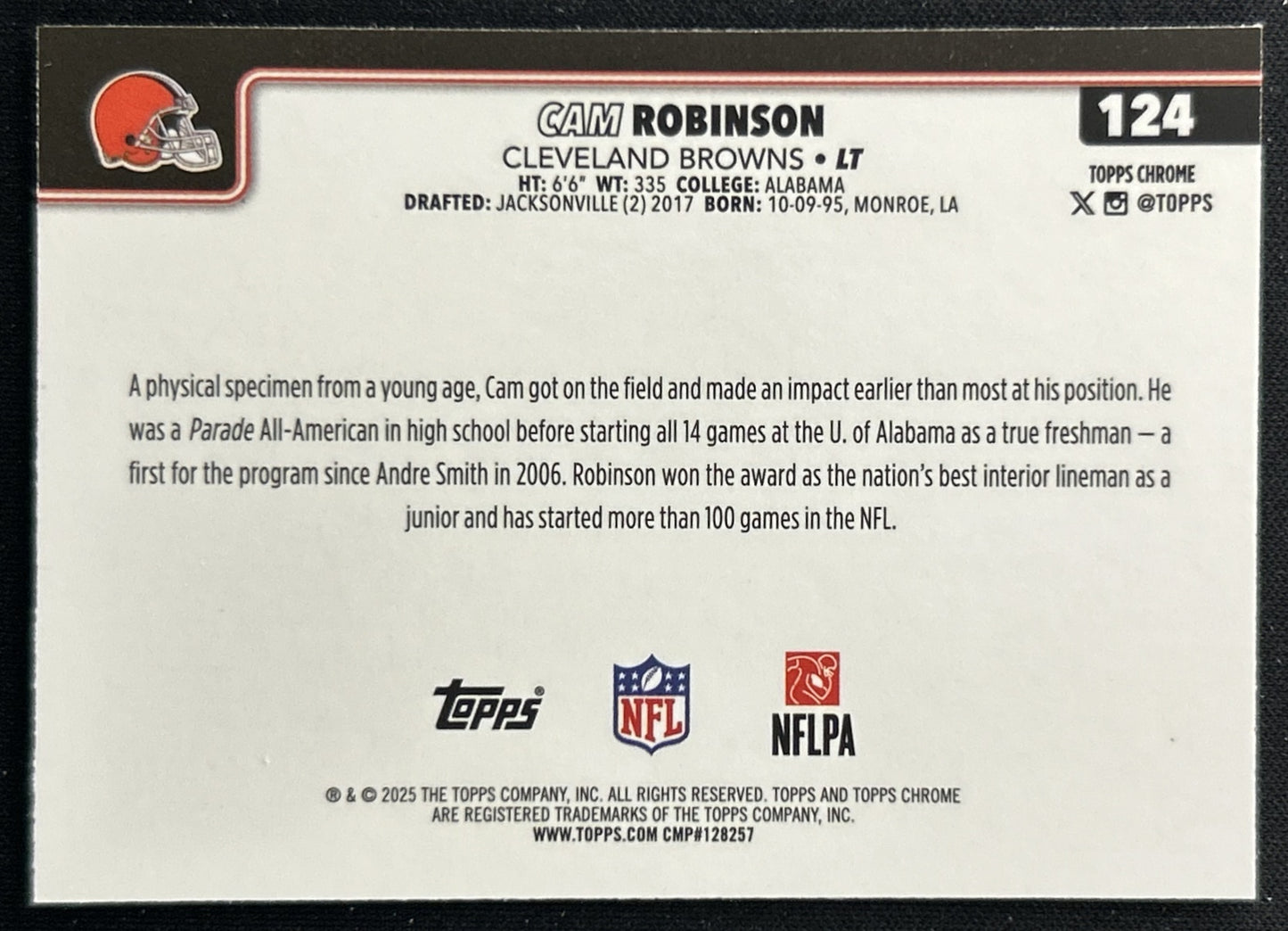 Cam Robinson 2025 Topps Chrome Browns