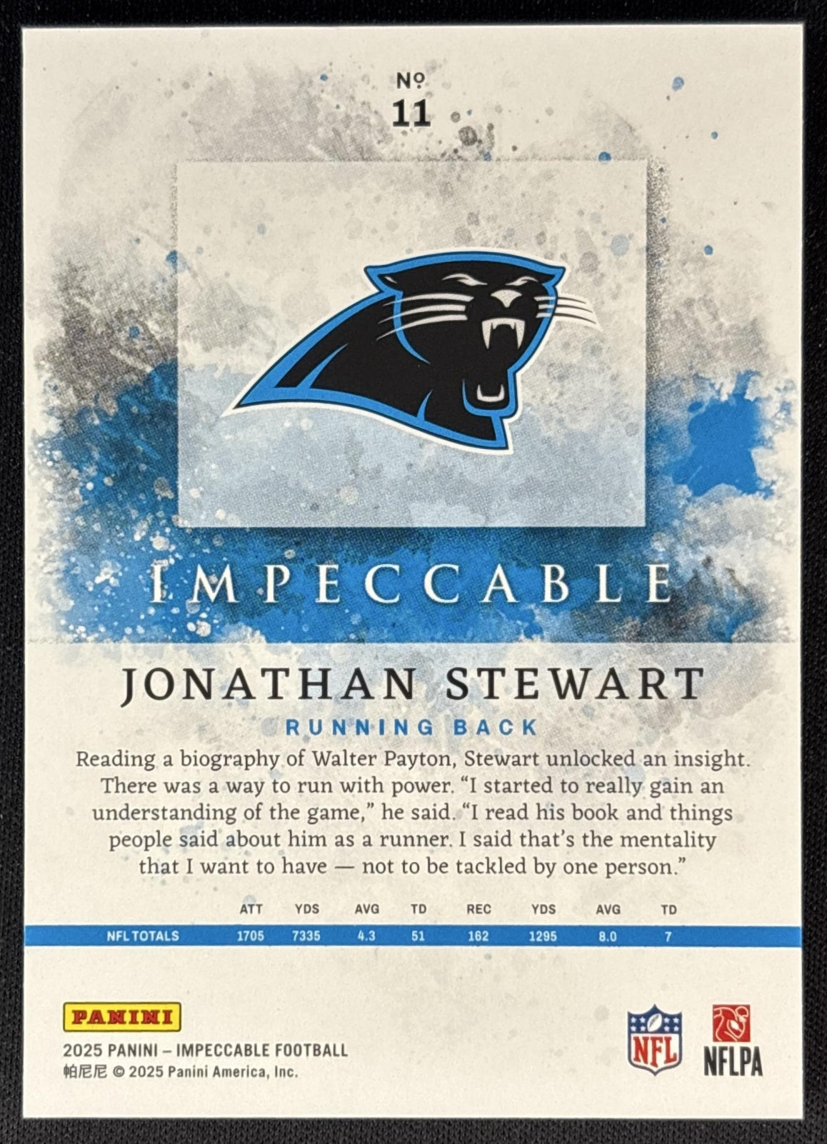 Jonathan Stewart 2025 Panini Impeccable Ruby /8 Panthers back