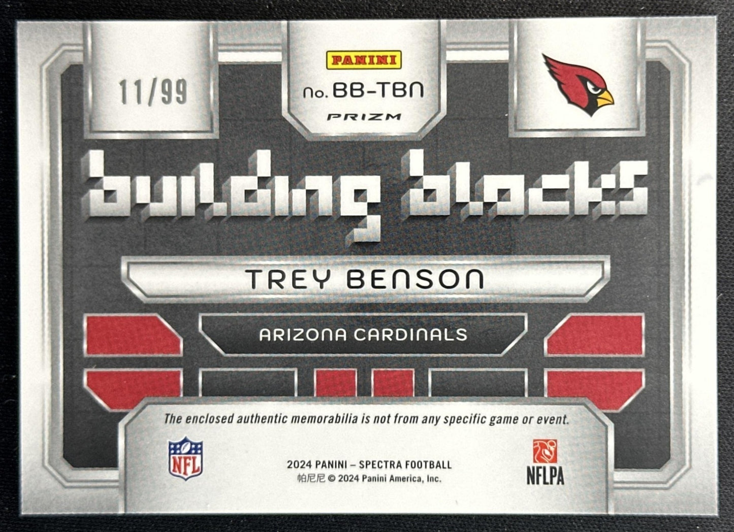 Trey Benson 2024 Panini Spectra Building Blocks /99 Cardinals