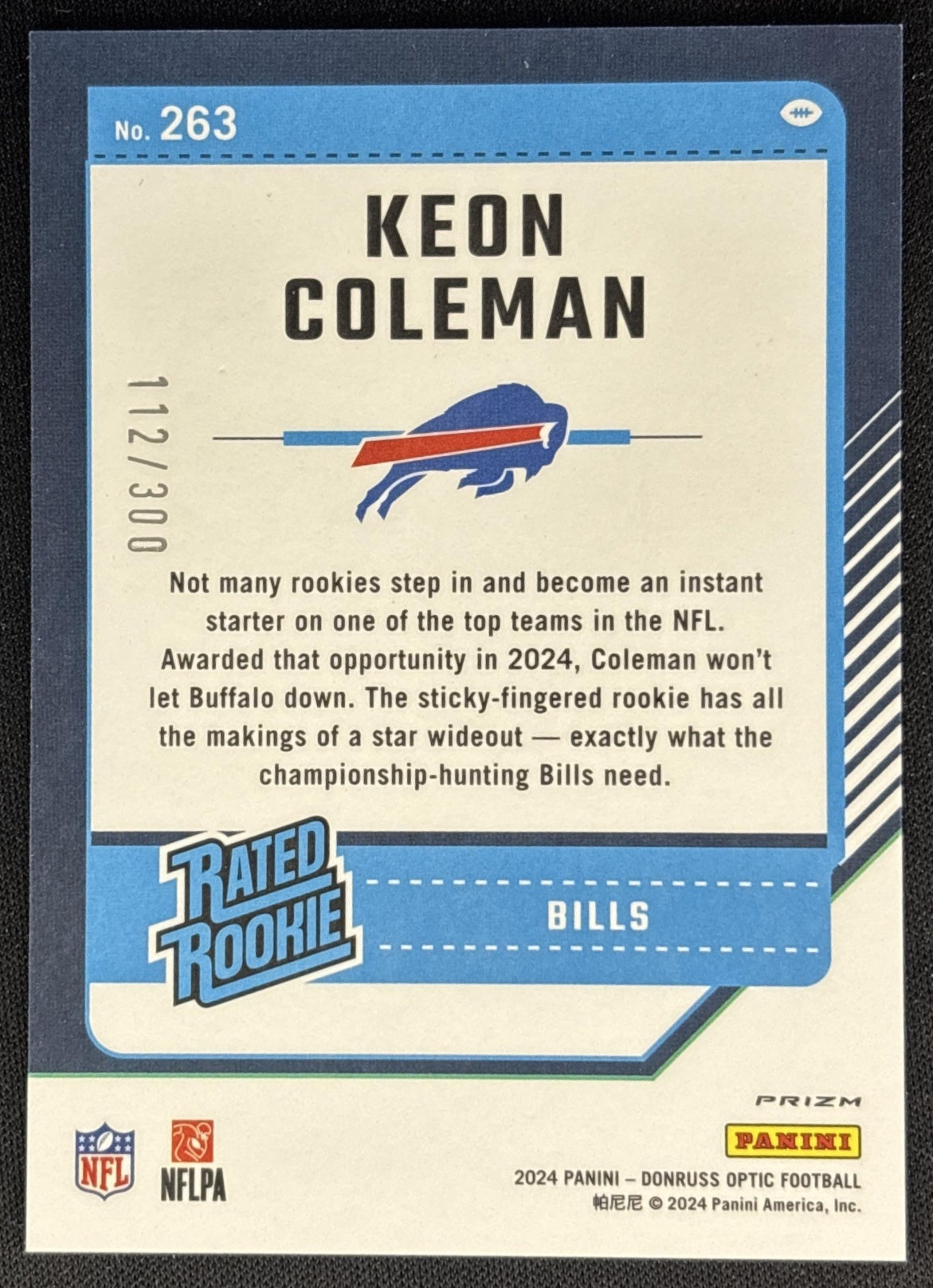 Keon Coleman 2024 Panini Donruss Optic Wave /300 Bills Sports Trading Cards