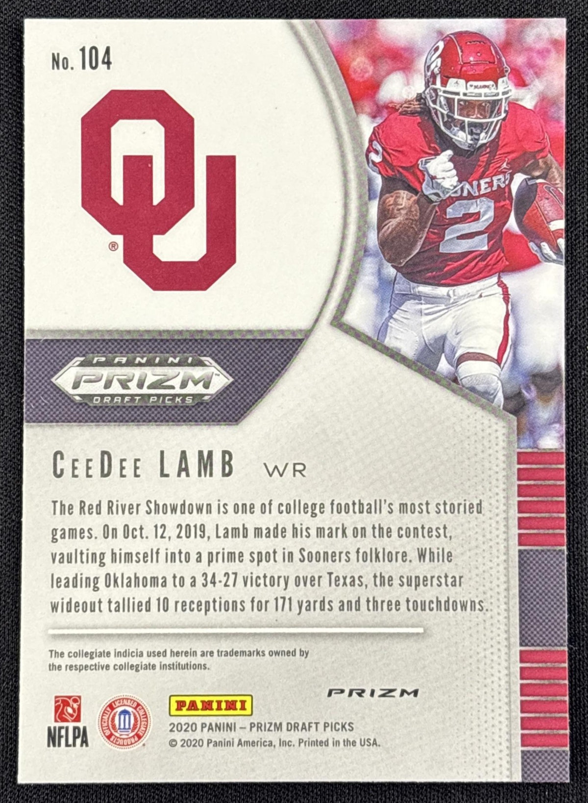 CeeDee Lamb 2020 Panini Prizm Draft Picks Prizms Purple Sooners
