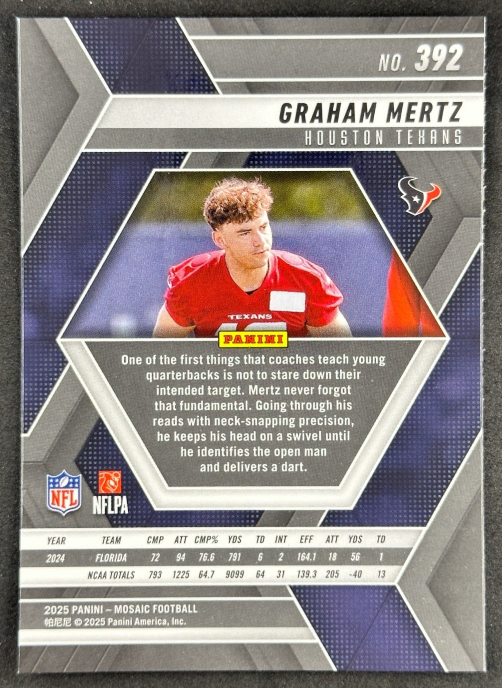 Graham Mertz 2025 Mosaic Rookies Texans Sports Trading Card
