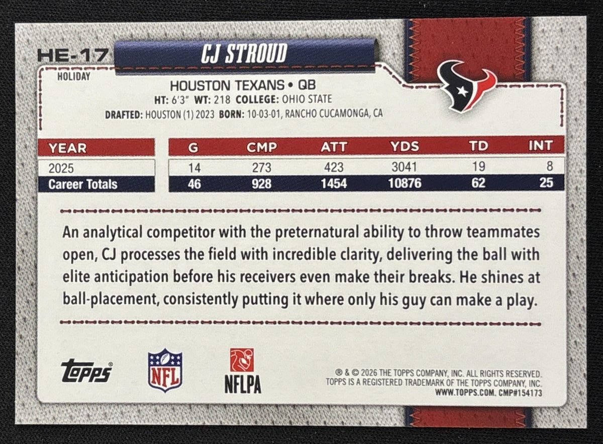 CJ Stroud 2026 Topps Holiday Hidden Elf Texans Sports Trading Card