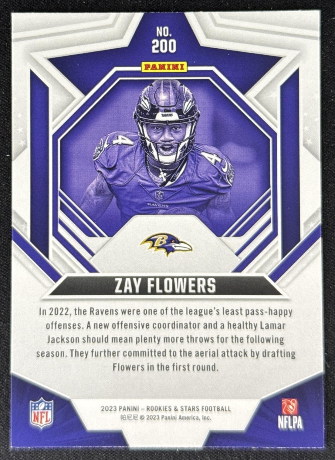 Zay Flowers 2023 Panini Rookies & Stars Ravens Baltimore Ravens Sports Trading Card