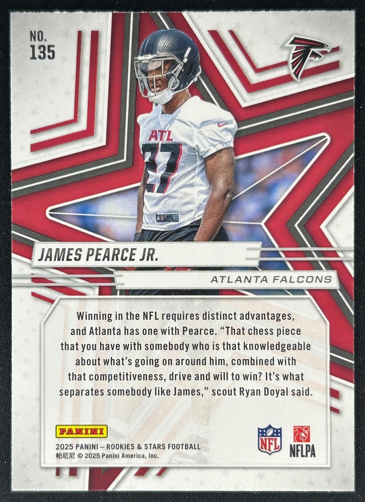 James Pearce Jr. 2025 Panini Rookies & Stars Falcons Sports Trading Cards