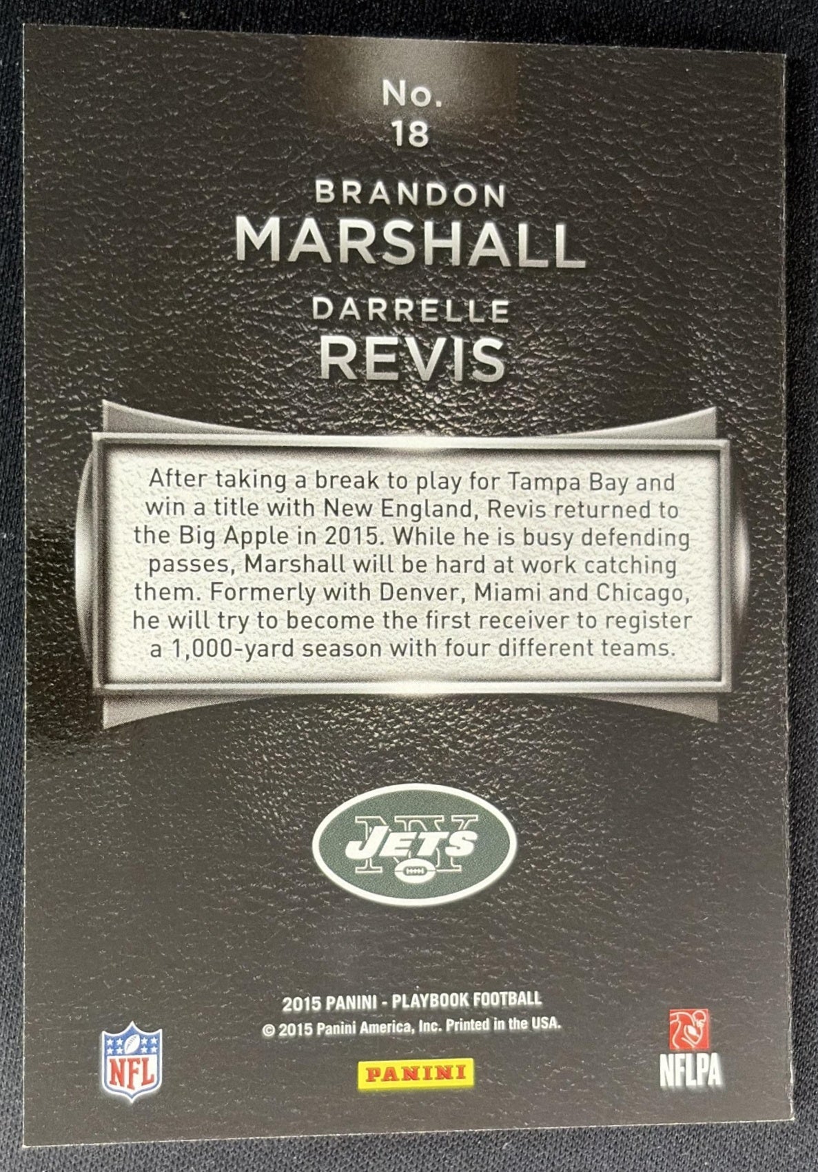 Brandon Marshall Darrelle Revis 2015 Panini Playbook /299 Jets Sports Trading Cards