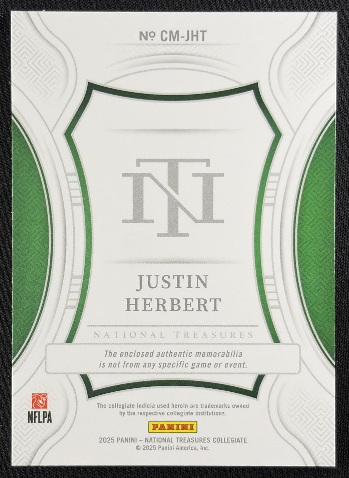 Justin Herbert 2025 Panini National Treasures Century Materials Holo Silver /25 Chargers