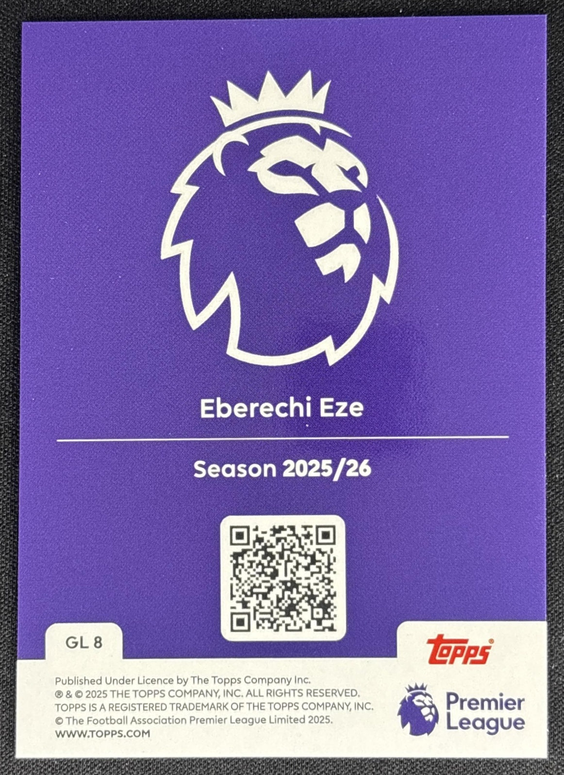 Eberechi Eze 2025 Topps Premier League Gold Lion Crystal Palace
