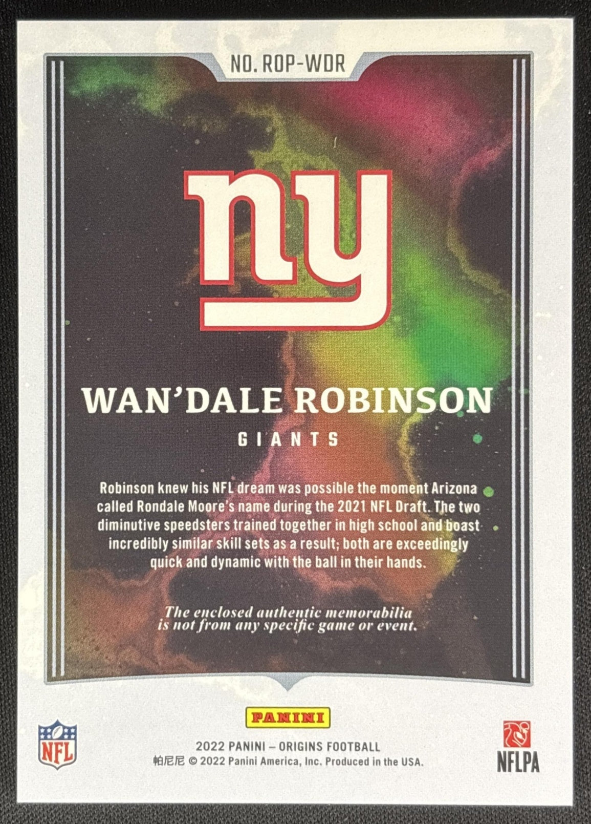 Wan Dale Robinson 2022 Panini Origins Rookie Patches Blue /49 Giants Sports Trading Cards