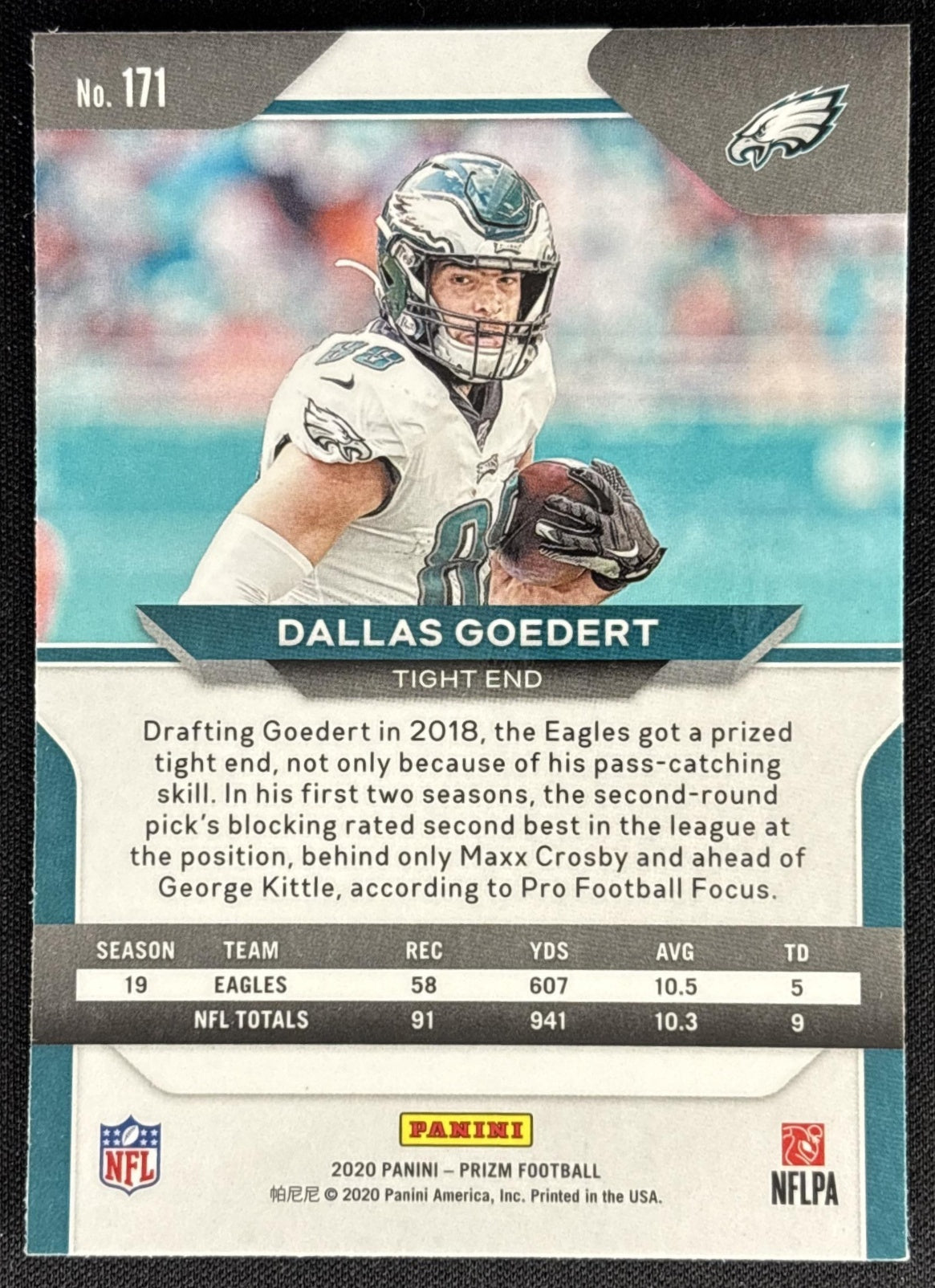 Dallas Goedert 2020 Panini Prizm Eagles Sports Trading Card