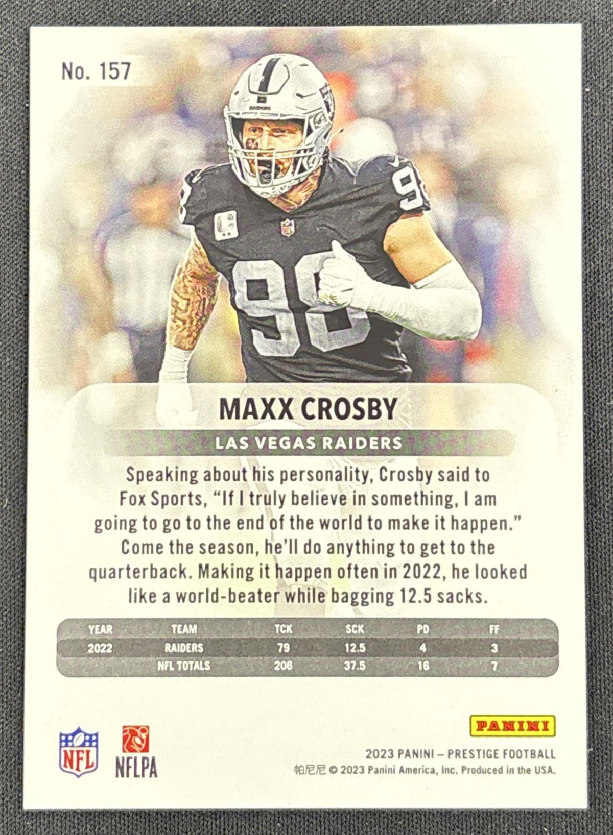 Maxx Crosby 2023 Panini Prestige Xtra Points Premium Red /399 Raiders