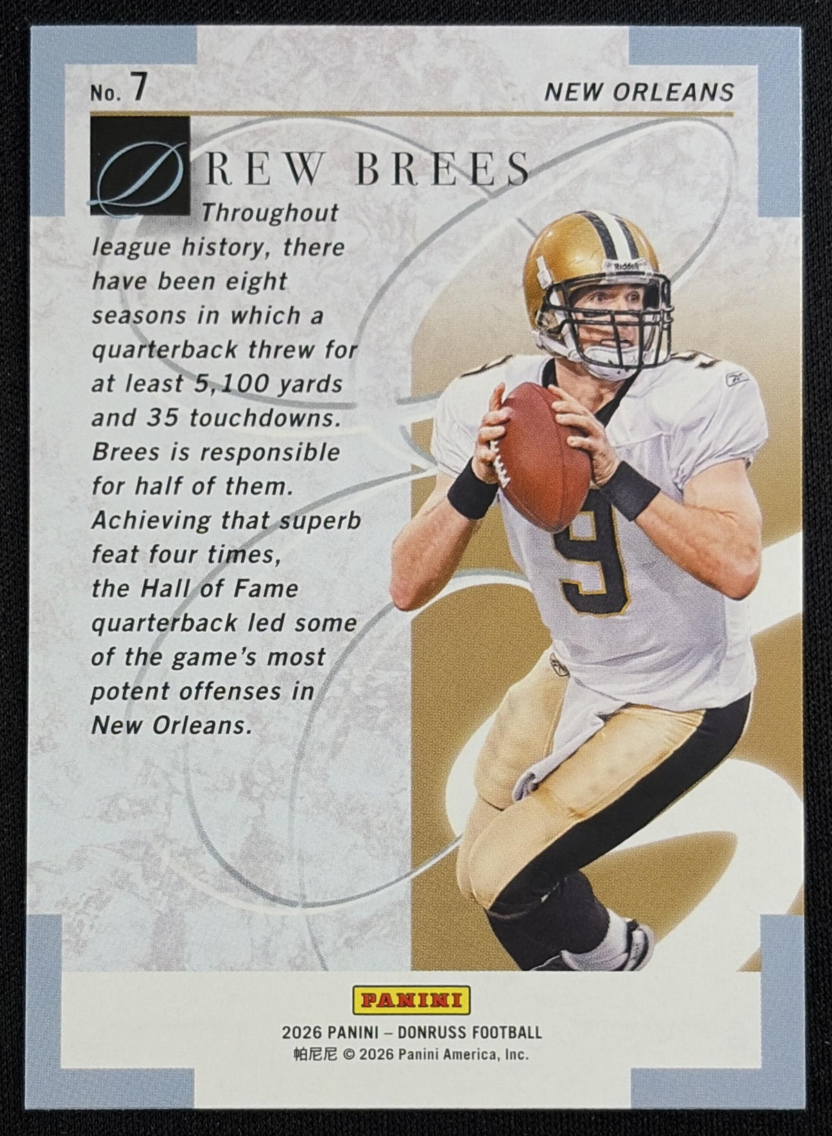 Drew Brees 2026 Panini Donruss Elite Series Pink Saints