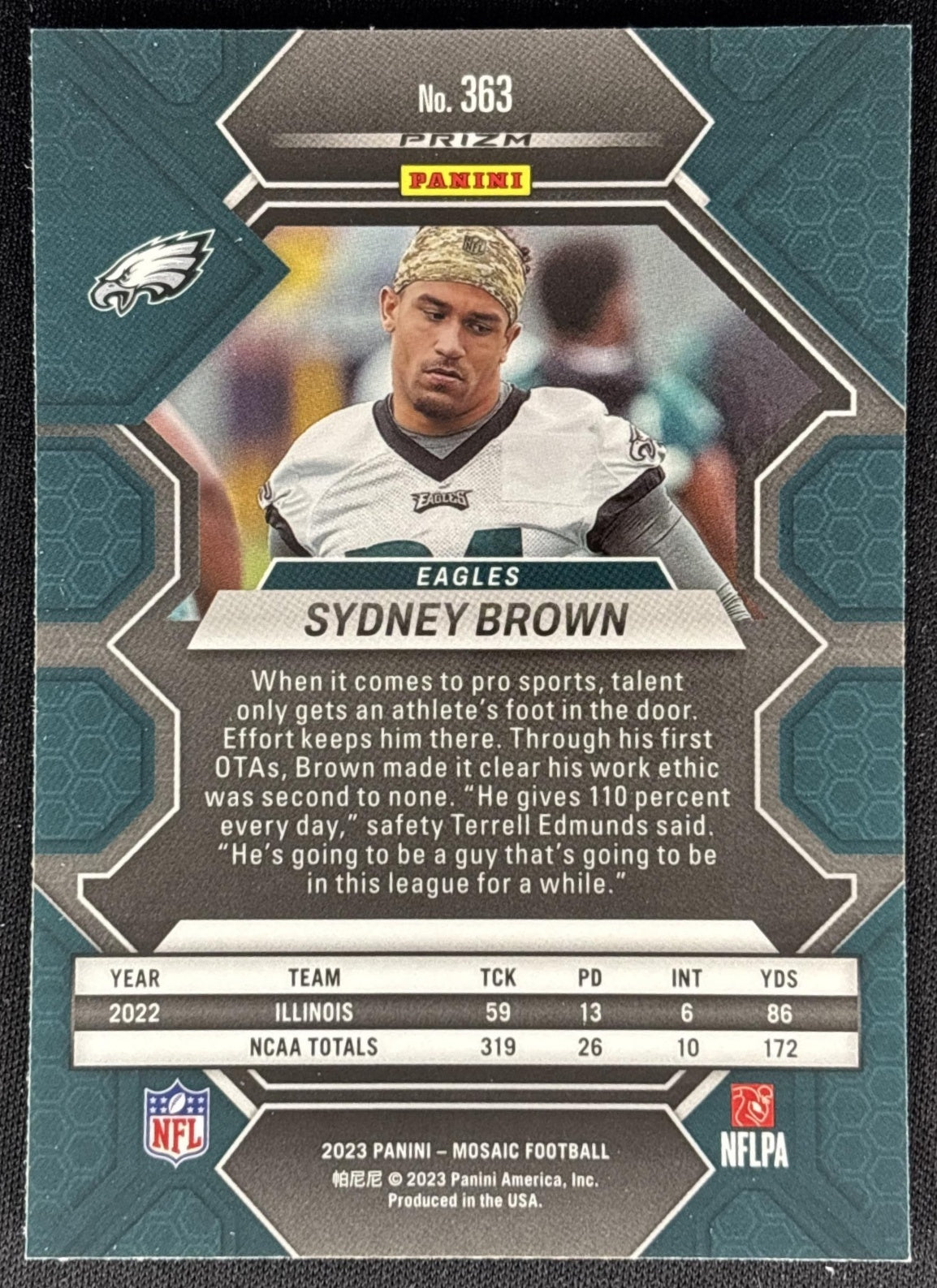 Sydney Brown 2023 Panini Mosaic Reactive Blue Mosaic Eagles Sports Trading Cards