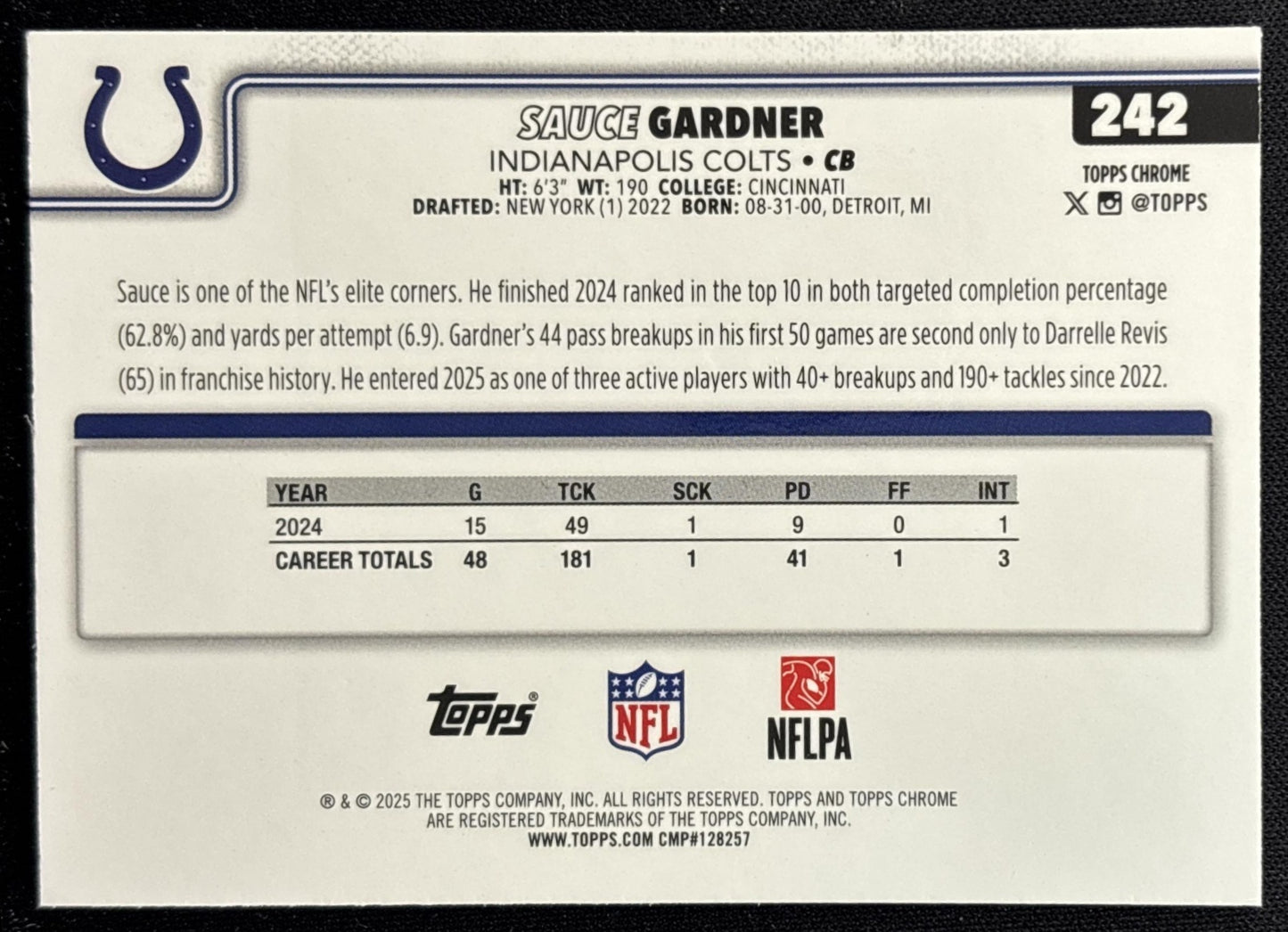 Sauce Gardner 2025 Topps Chrome Neon Pulse Refractor