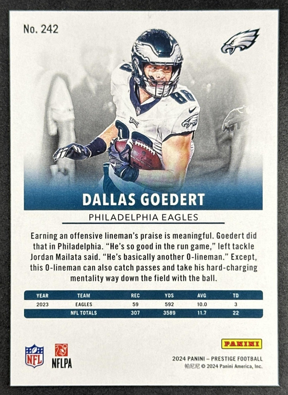 Dallas Goedert 2024 Panini Prestige Red Xtra Points /999 Eagles Sports Trading Card