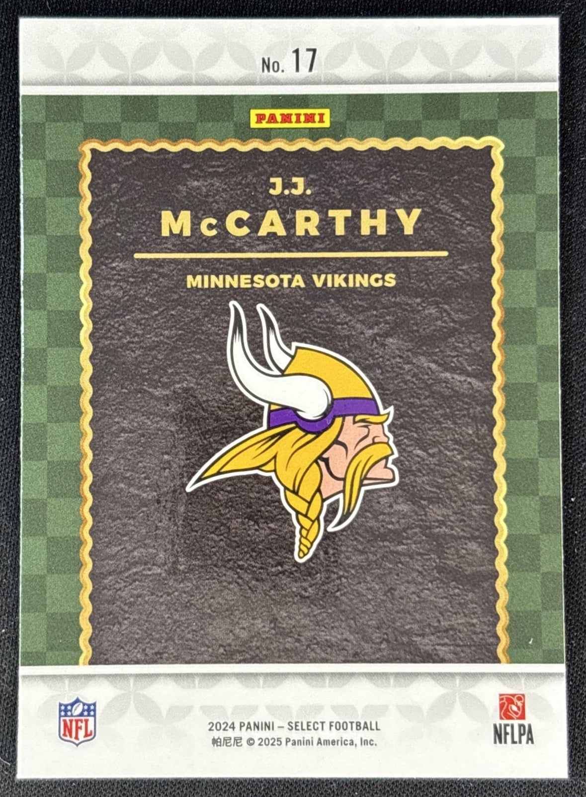 J.J. McCarthy 2024 Panini Select Score Throwback Vikings
