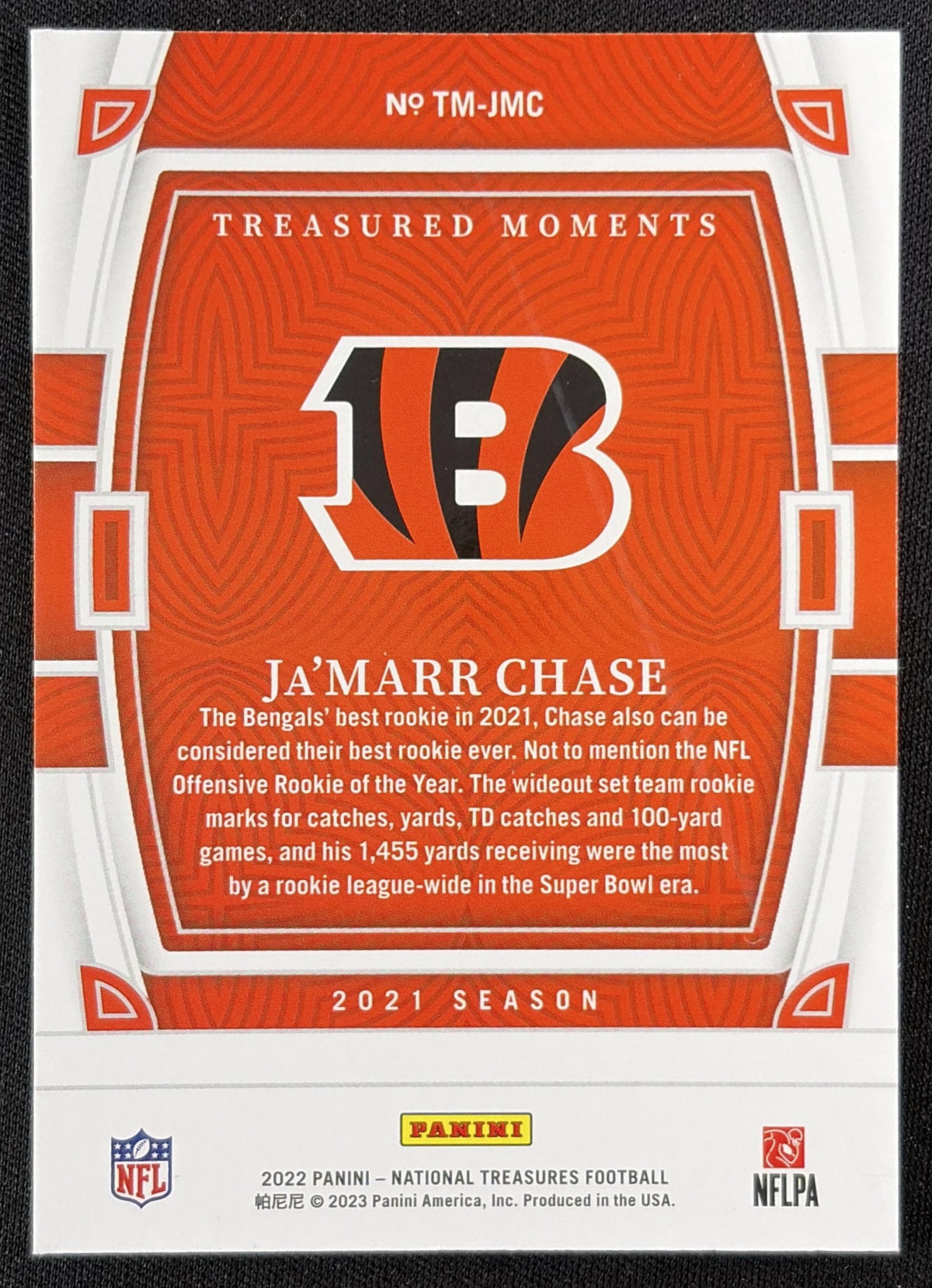 Ja'Marr Chase 2022 Panini National Treasures Treasured Moments /99 Bengals