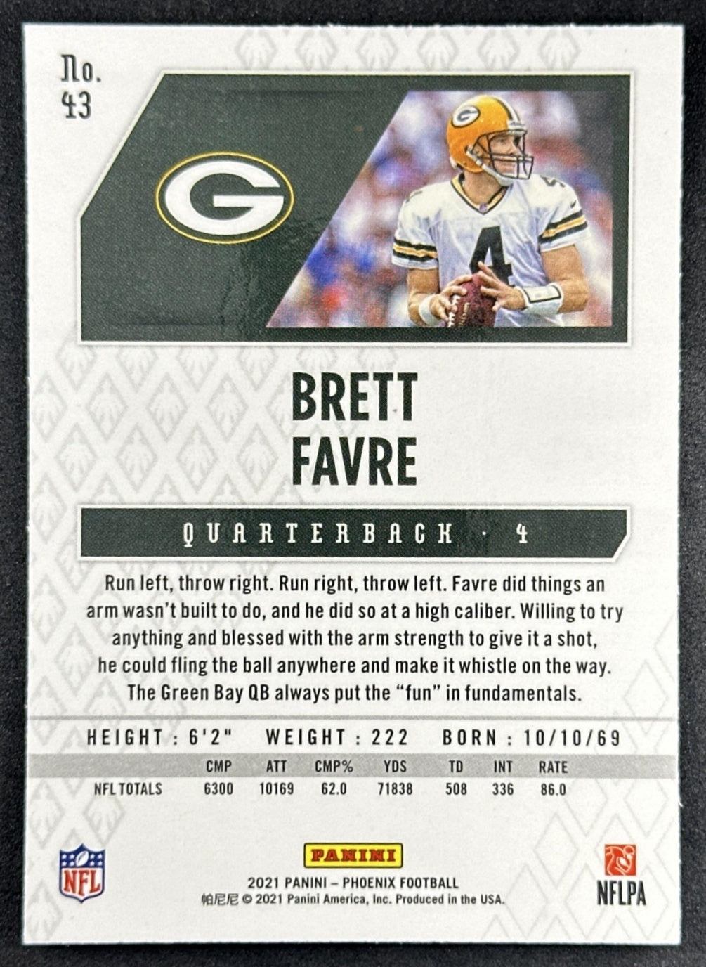 Brett Favre 2021 Panini Phoenix Fire Burst Packers Sports Trading Card