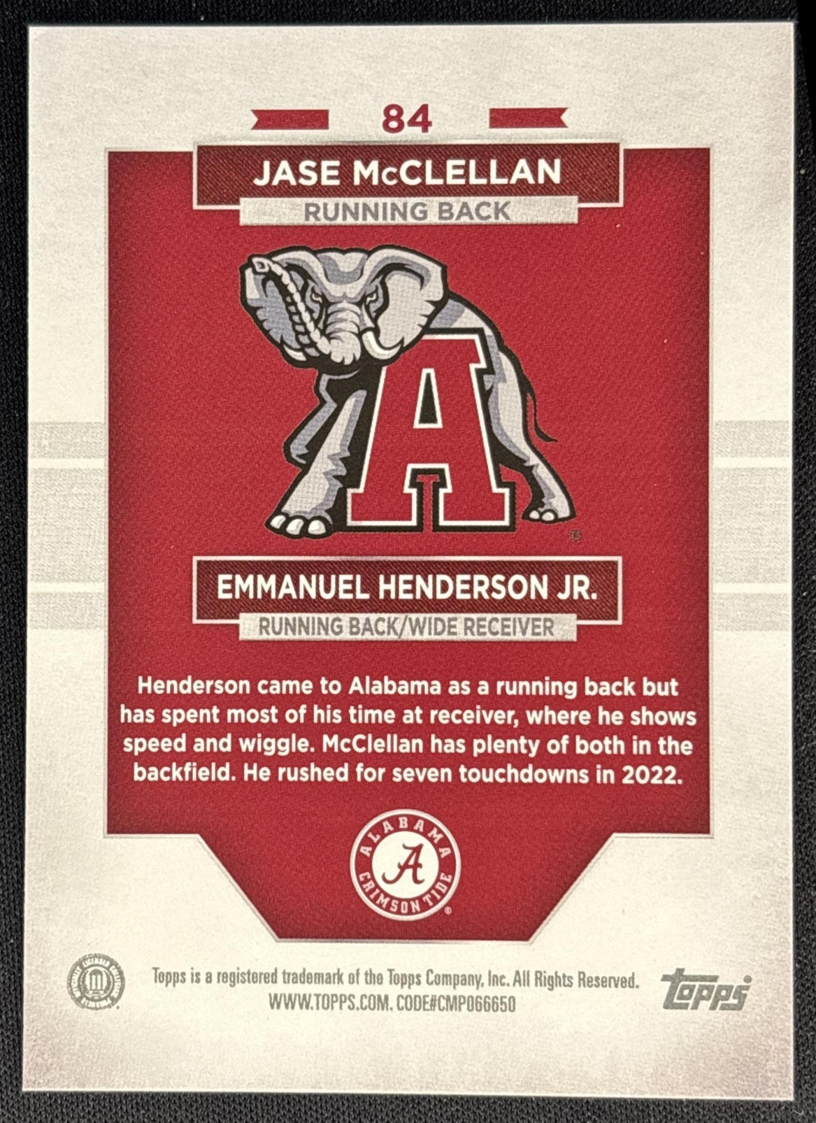 Jase McClellan Emmanuel Henderson Jr. 2023 University Alabama Crimson Tide Blue Foil /99