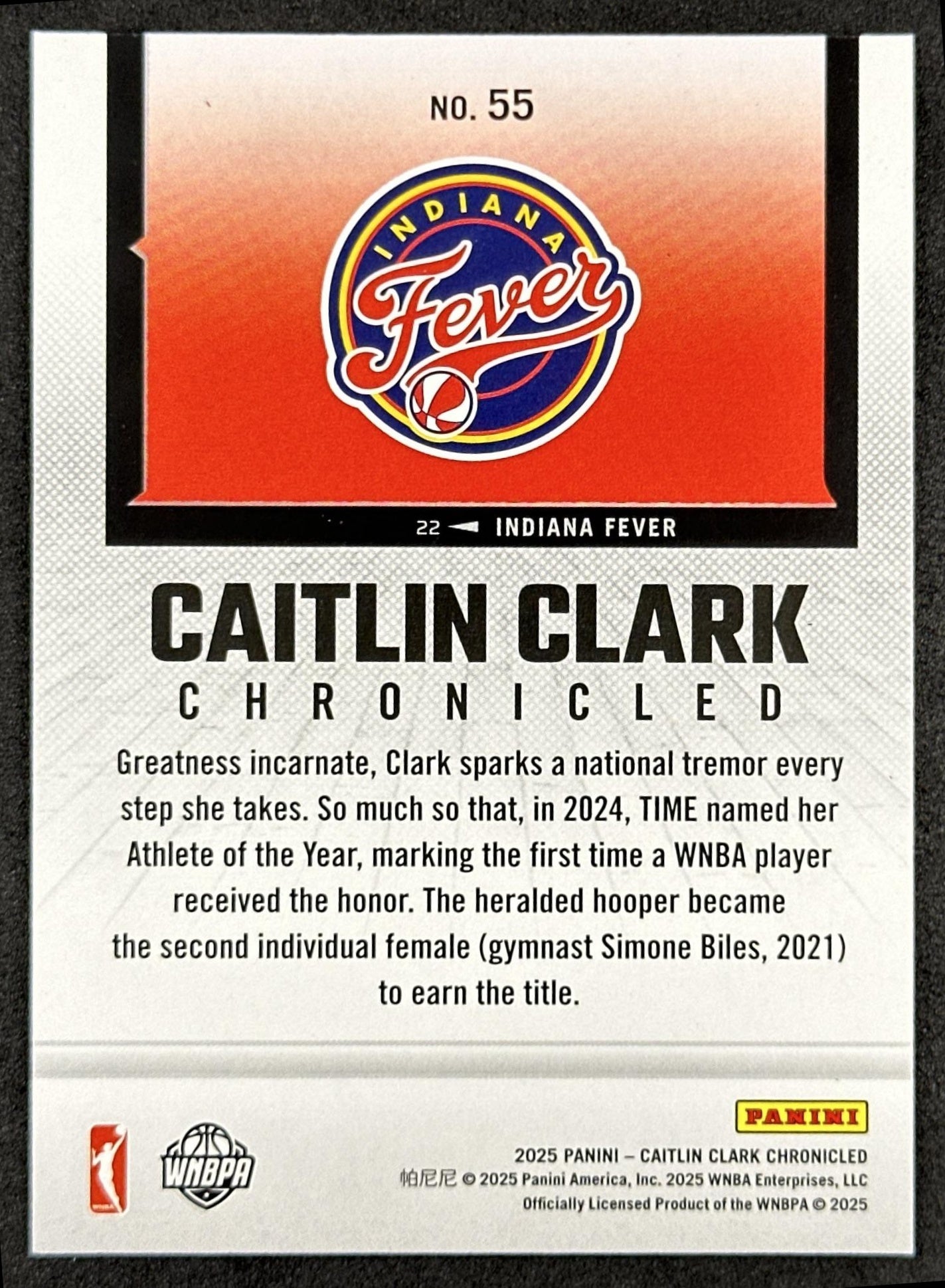 Caitlin Clark 2025 Panini Chronicled Life Style Red Holo Fever 55 Indiana Fever